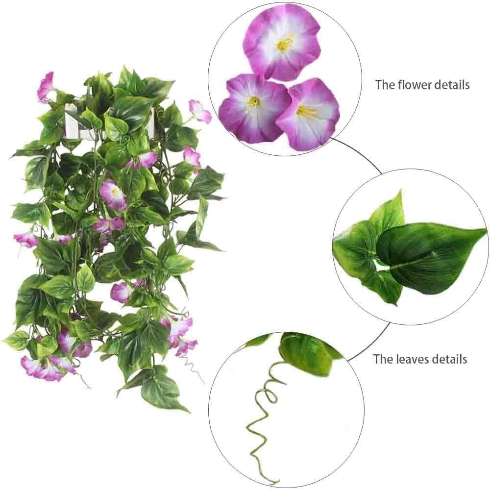 2Pcs Artificial Vines,15Feet Hanging Plants Silk Morning Glory Garland Fake G…