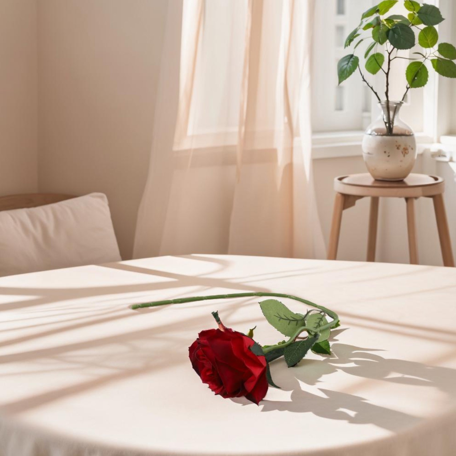Stylish Single Rose Artificial Flower for Captivating Living Room Ambiance