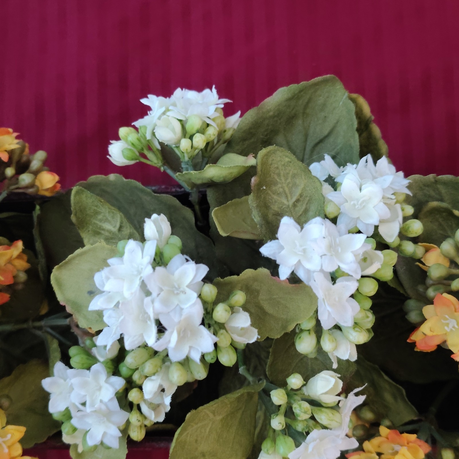 Artificial Kalanchoe Arrangement in Basket Planter Yellow/White