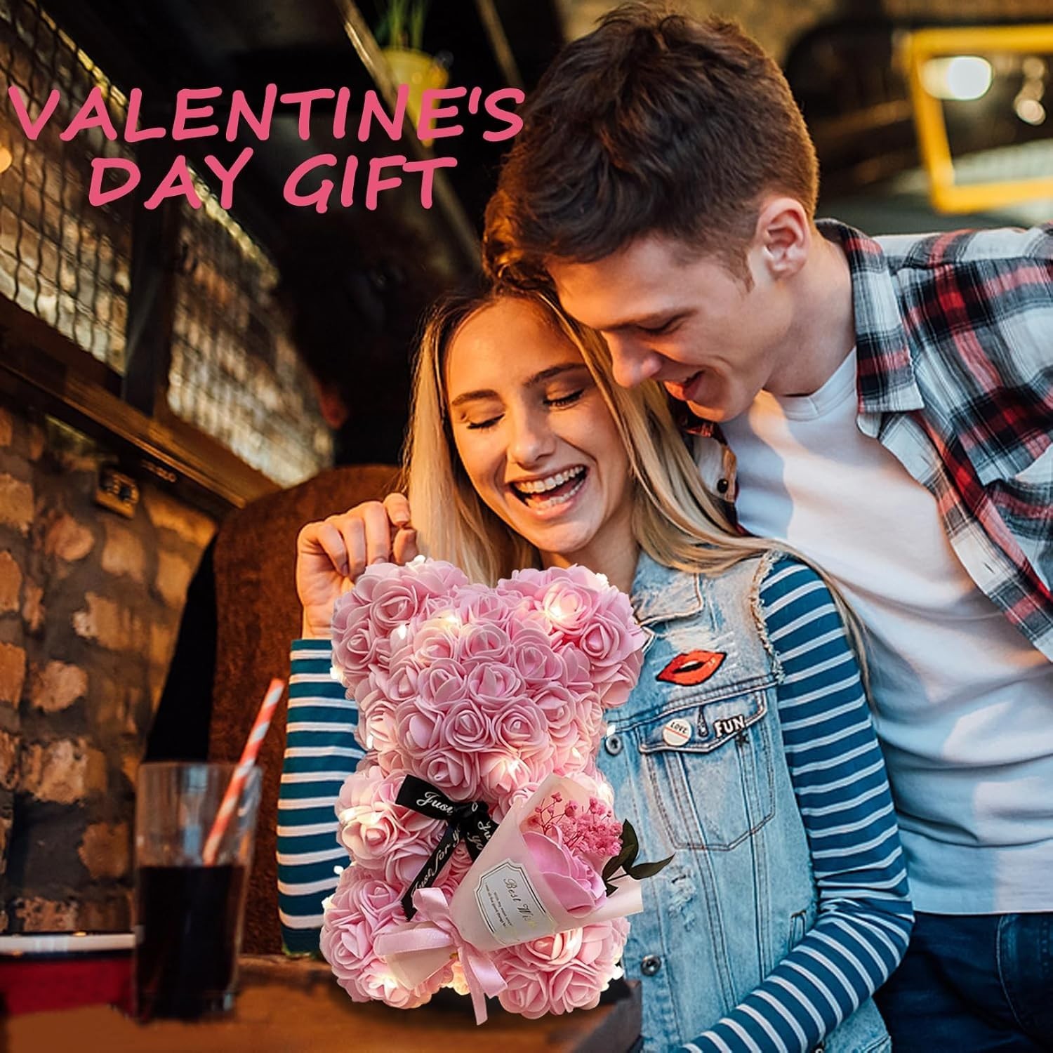 Romantic Valentine’s Day Gift For Her Artificial Flower Rose Teddy Bear With Pre