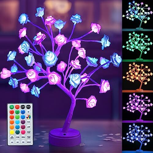 Color Changing Rose Lamp Light Up Rose Tree Lamp Tabletop Flower Tree Lights