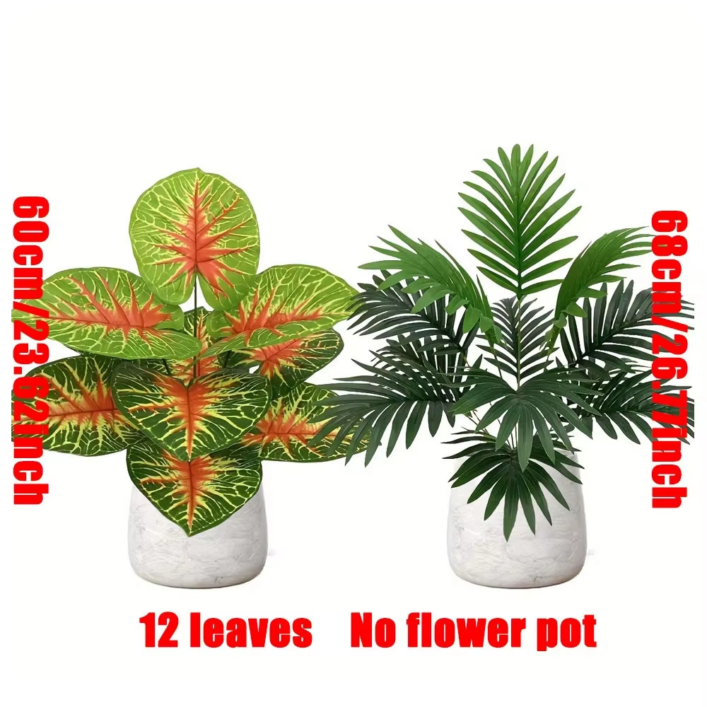 2pcs Outdoor Artificial Green Plants W/ 24 Leaves Nordic-Style Banana Leaf Plant