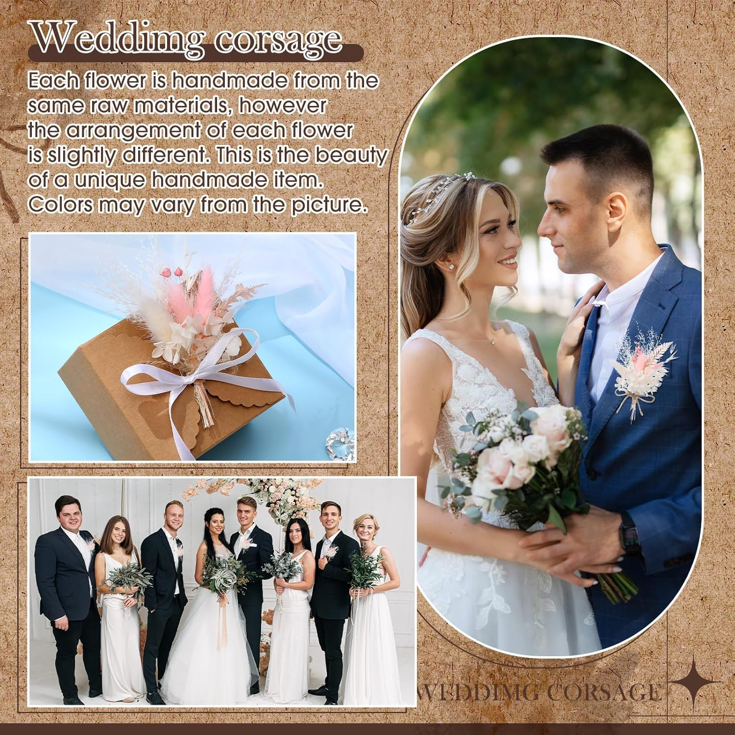 12 Pcs Mini Dried Flower Bouquet for Boho Floral Wedding 6” Small Dry Pampas Gr