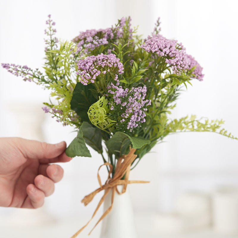Lavender Artificial Heather and Queen Anne’s Lace 14″ Floral Bundle