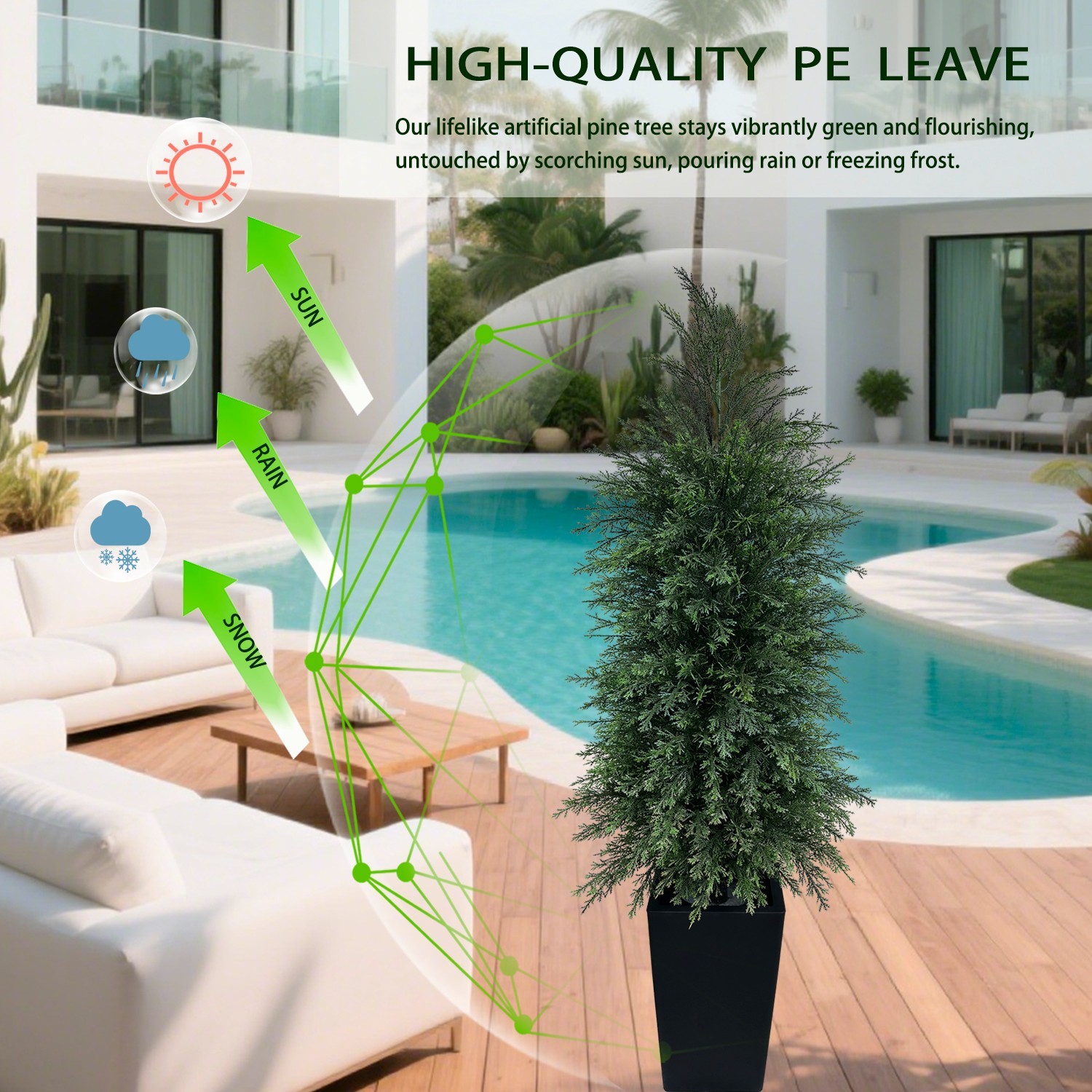 2Pack 4FT Artificial Cypress Tree, Black Square Planter Indoor/outdoor decor