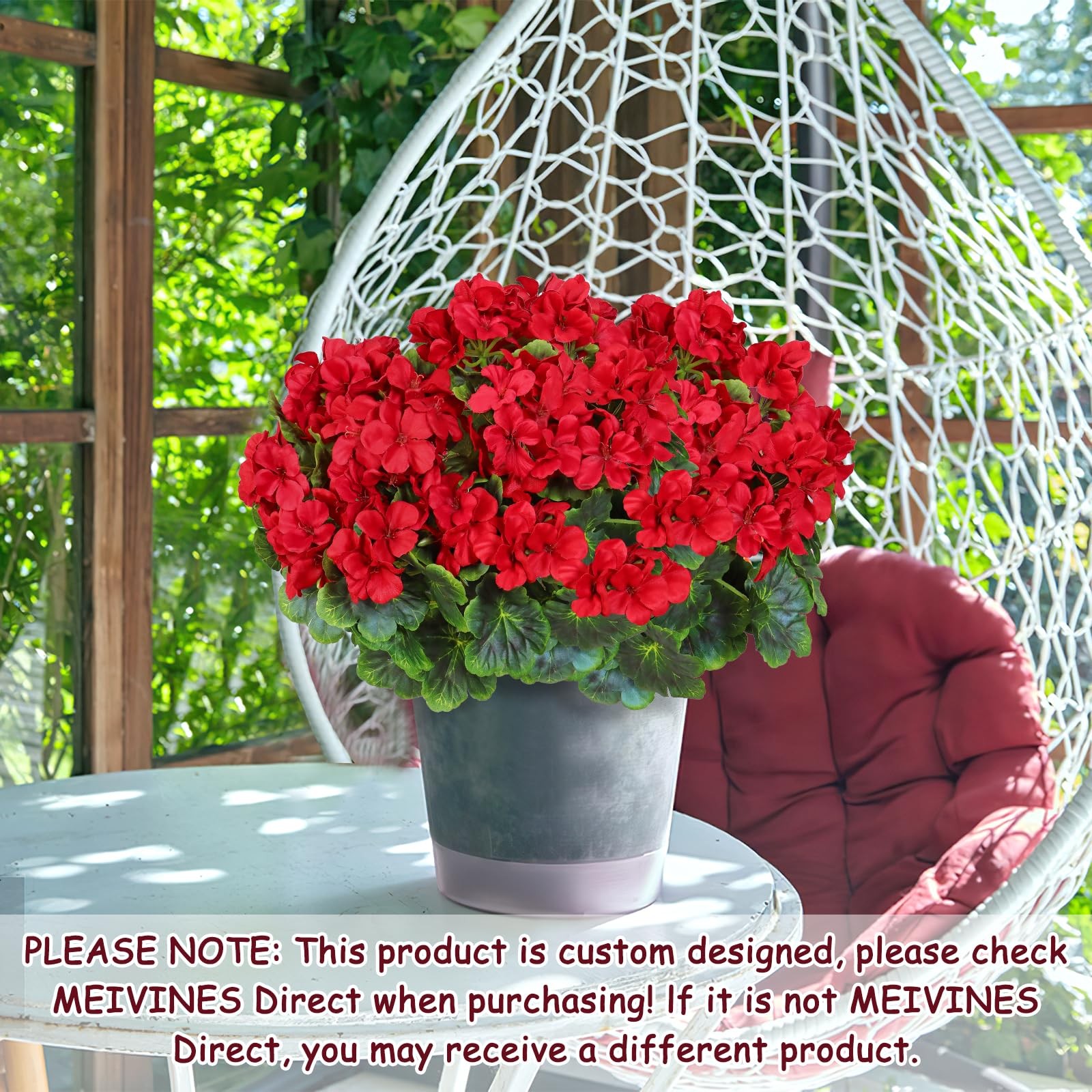 MEIVINES Fake Flowers 2PCS 17.3In Artificial Geraniums for Outdoors Realistic…