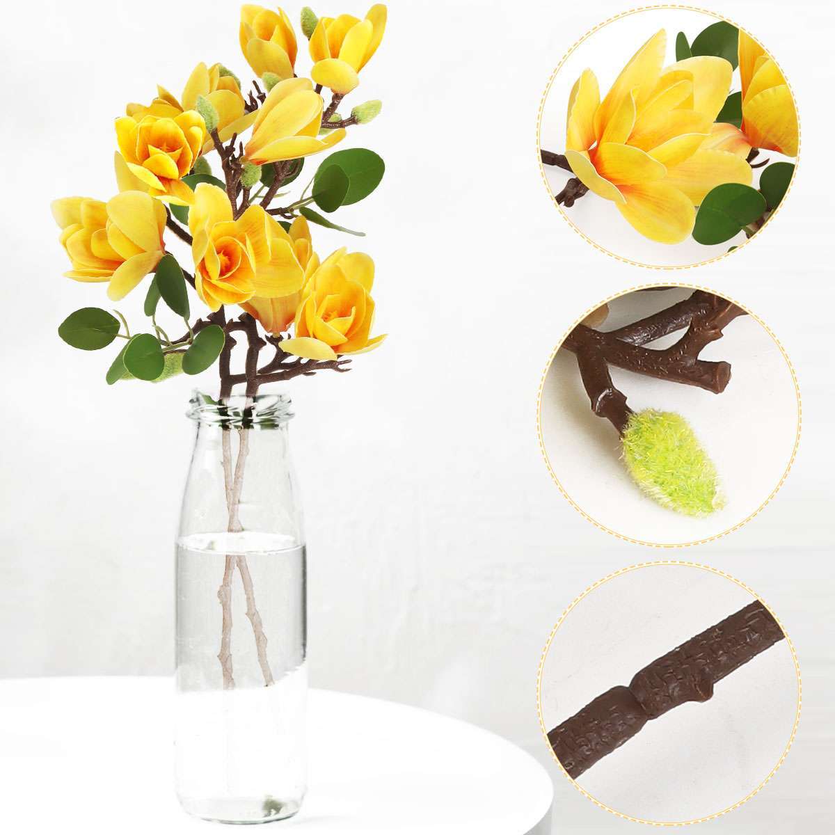 1/2X Faux Flower Magnolia Bouquet Artificial Flower Branch w/Stem Home Party lot