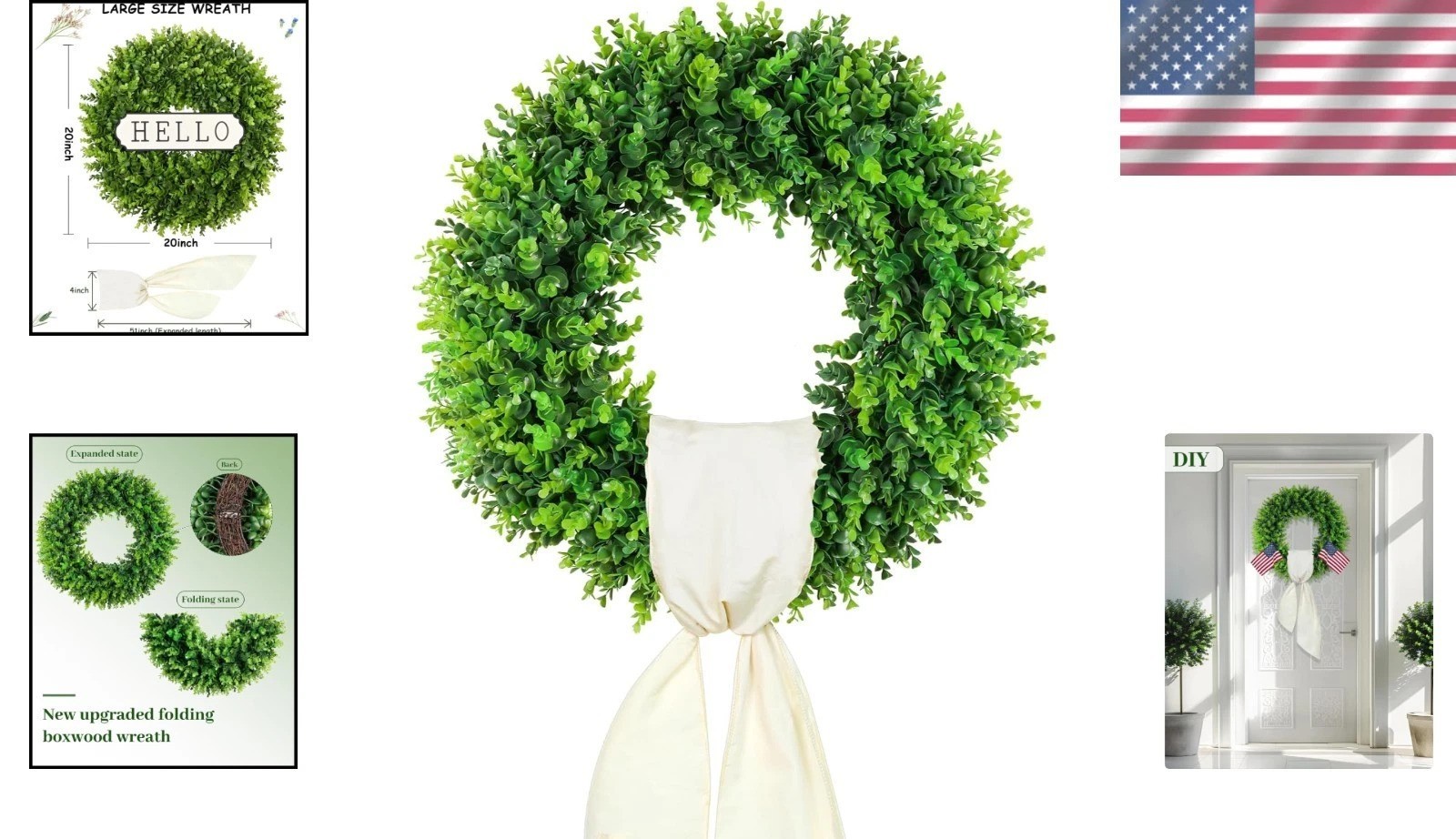 Elegant 20” Boxwood Wreath – Versatile Indoor/Outdoor Seasonal Decor