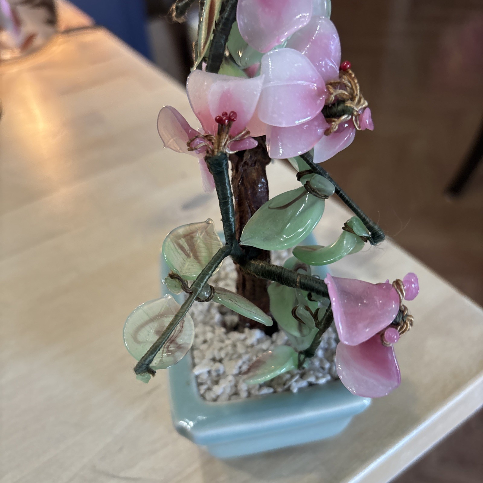 VTG Pink Cherry Blossom Bonsai Tree 7”