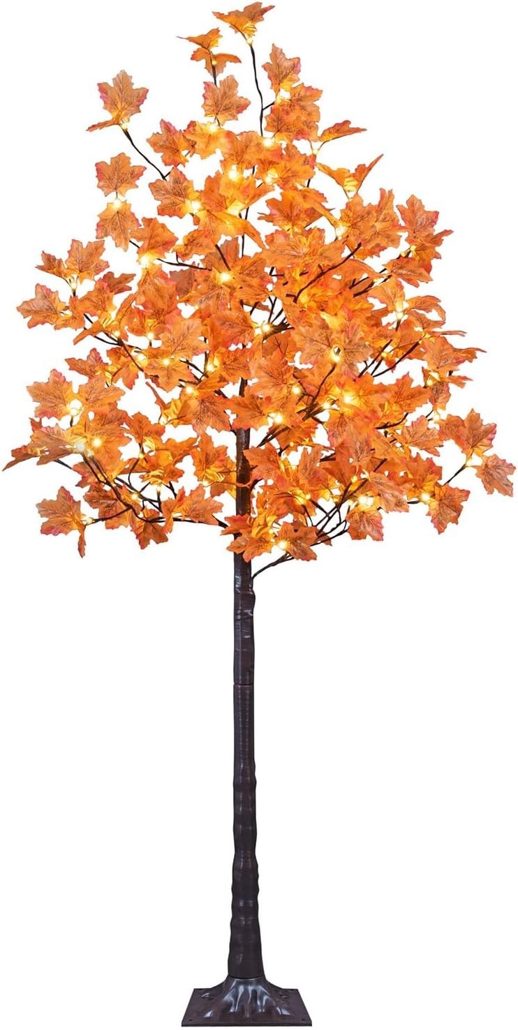 Fall Decor 6FT Lighted Maple Tree Indoor Outdoor Warm White