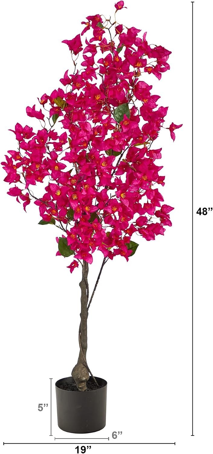 Nearly Natural 4ft Bougainvillea Artificial Tree Pink Lifelike Home Decor Accent