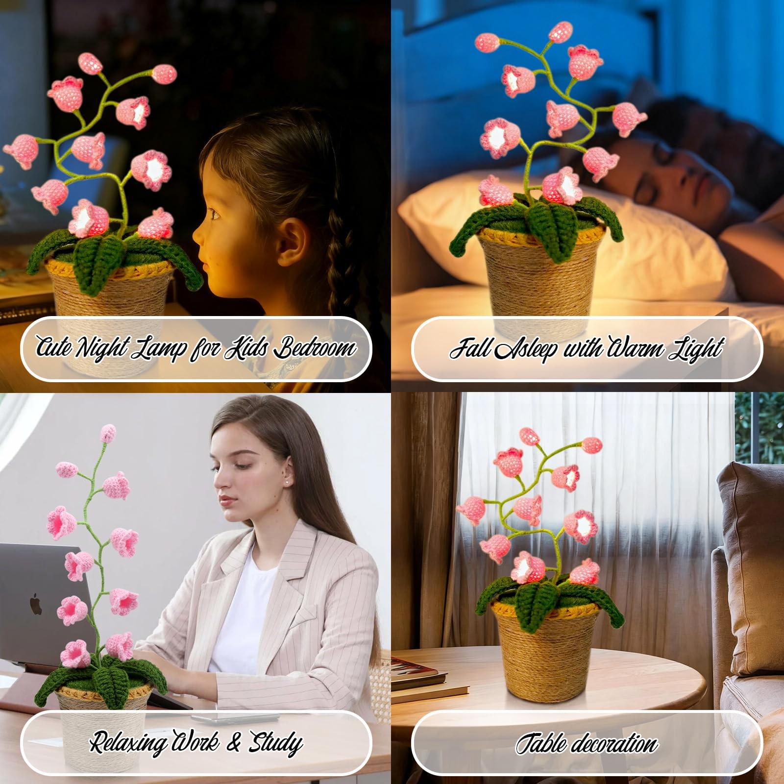 Lily of The Valley Lamp, Crochet Artificial Flowers with 10 Little Night Ligh…