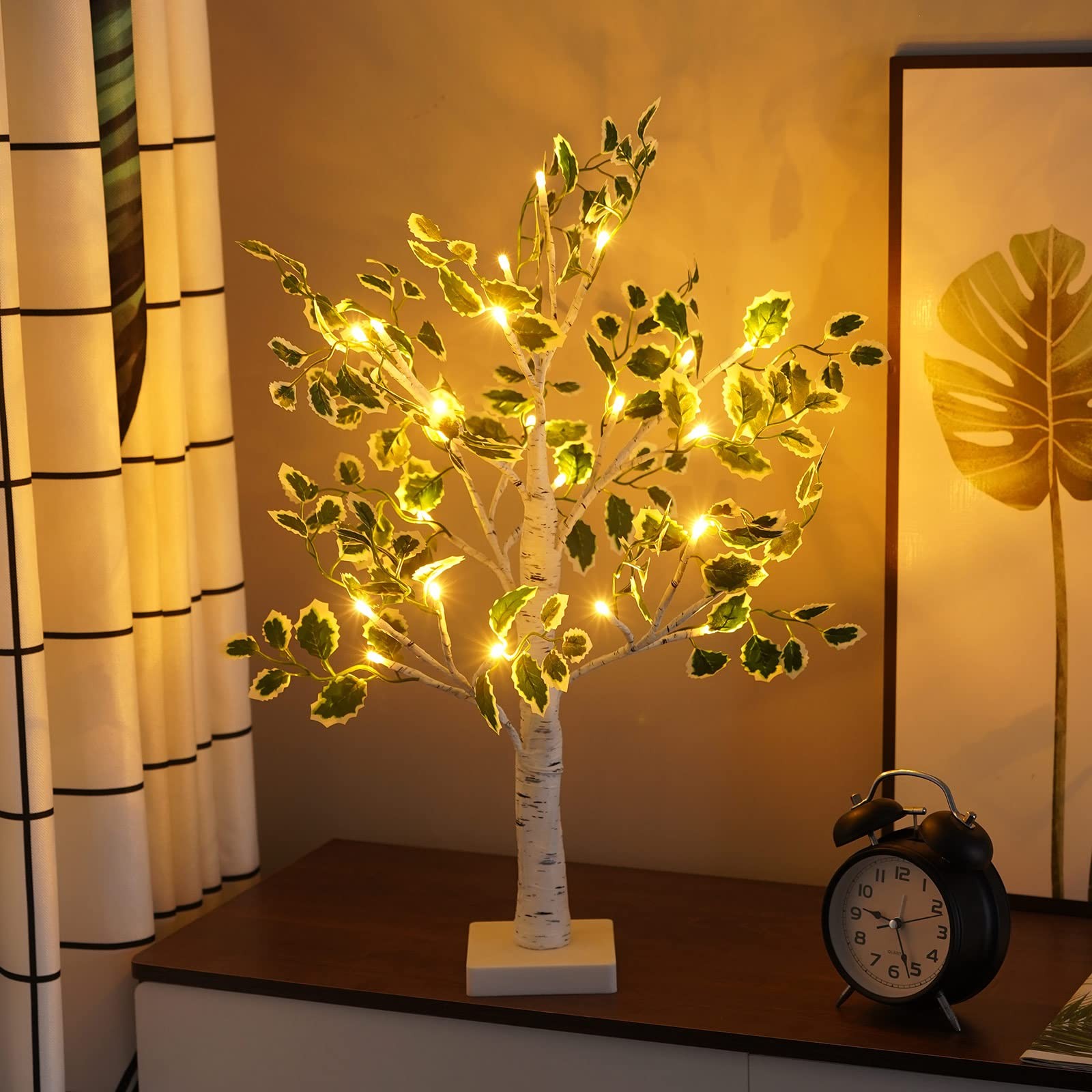 White Birch Tree Light – 2ft LED Tabletop Decor with Timer, Battery/USB Opera…