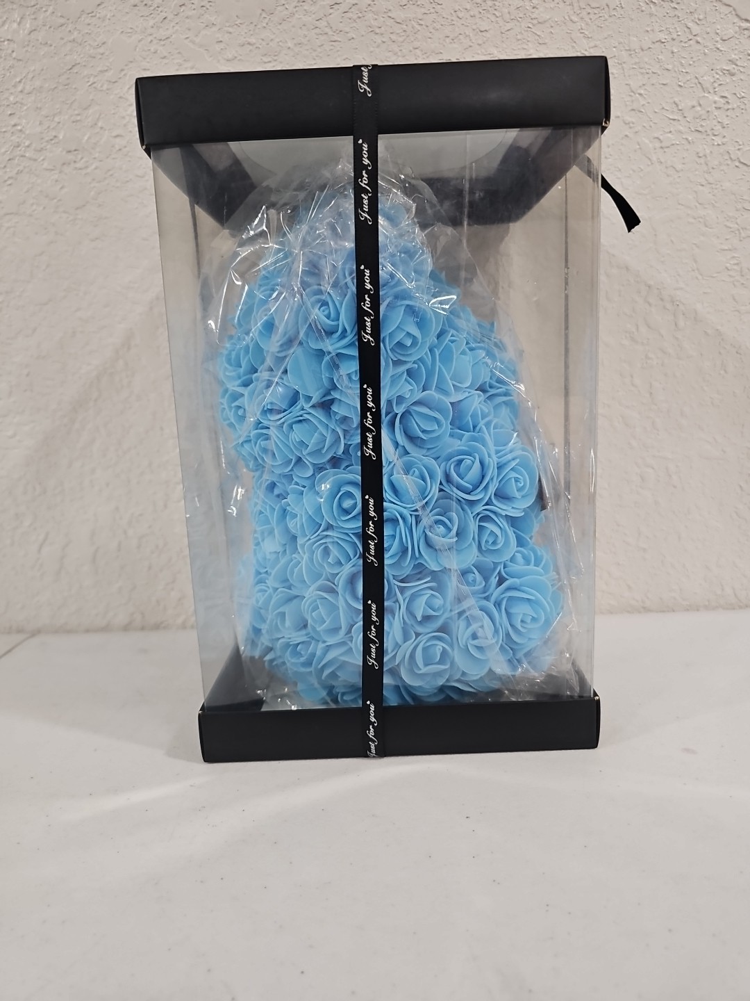 Blue Rose Teddy Bear Artificial Rose Flower Bear Gift