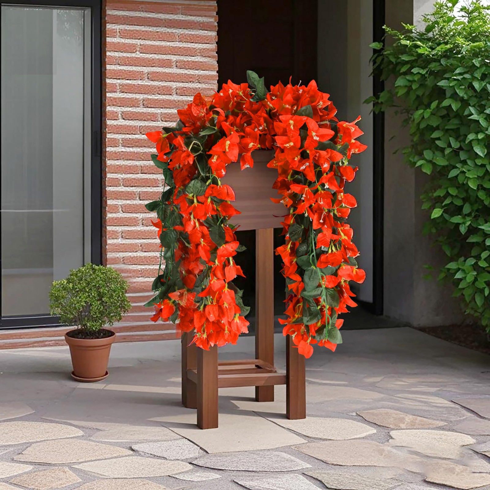 Bougainvillea Artificial Flowers Outdoor Decor – 2PCS Faux Silk Vines, UV Res…