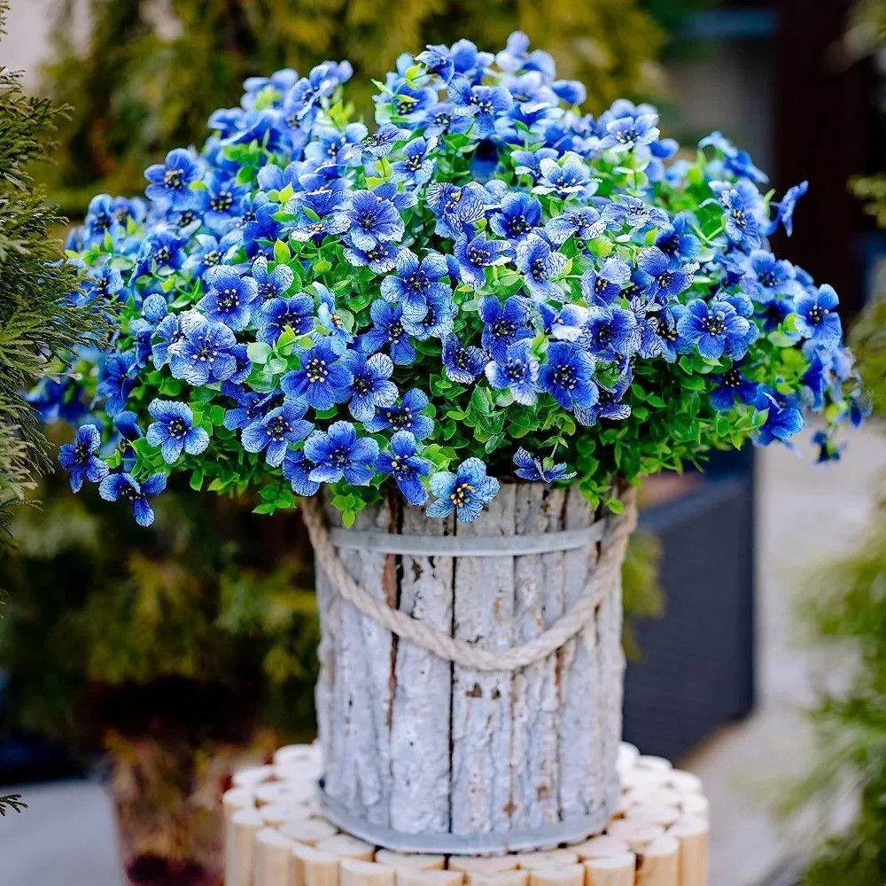 Artificial Violet Eucalyptus Flowers UV Resistant Outdoor Garden Porch Decor
