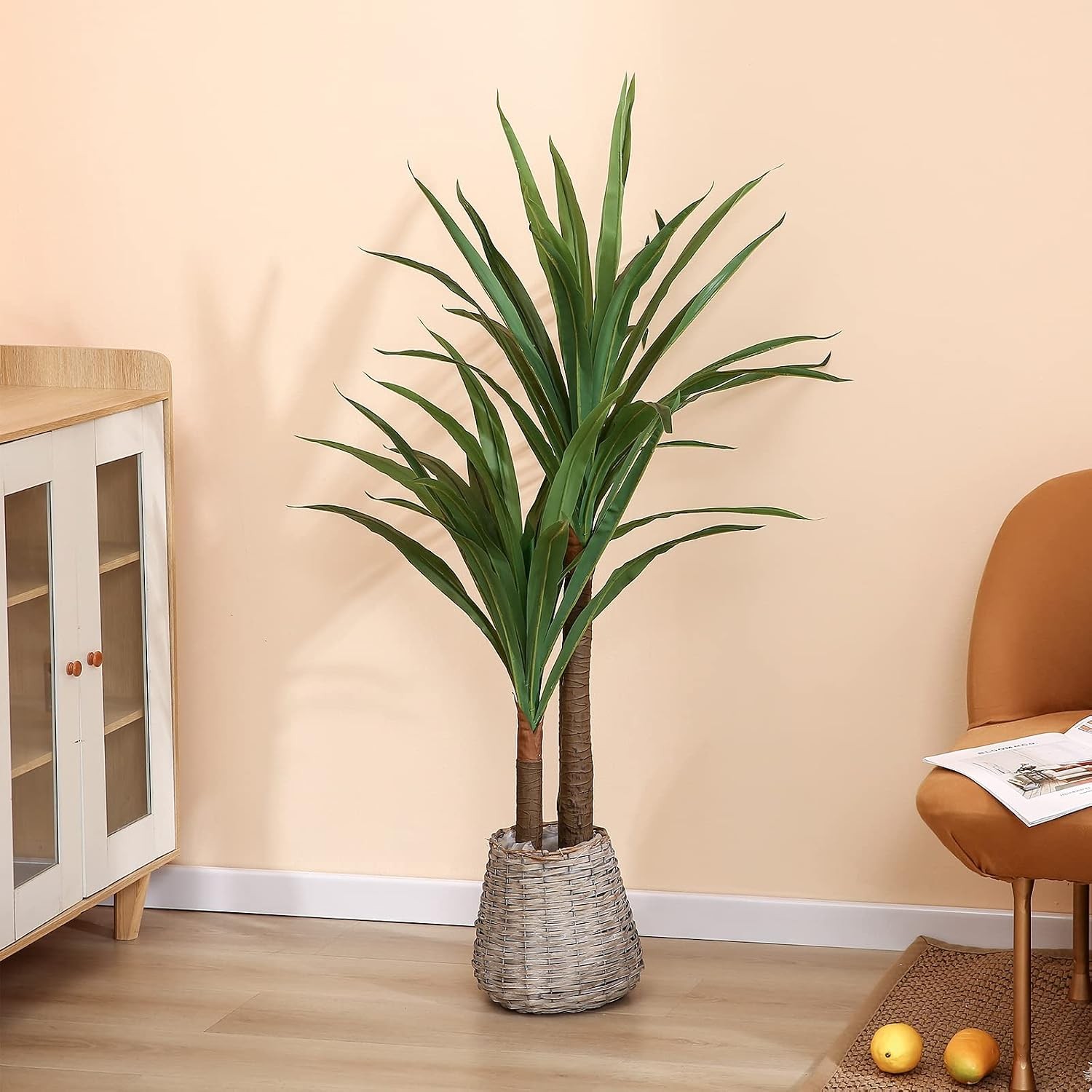 Dracaena Indoor Plant 4ft Tall Faux Plants Large Fake Potted Yucca Tree Tropical