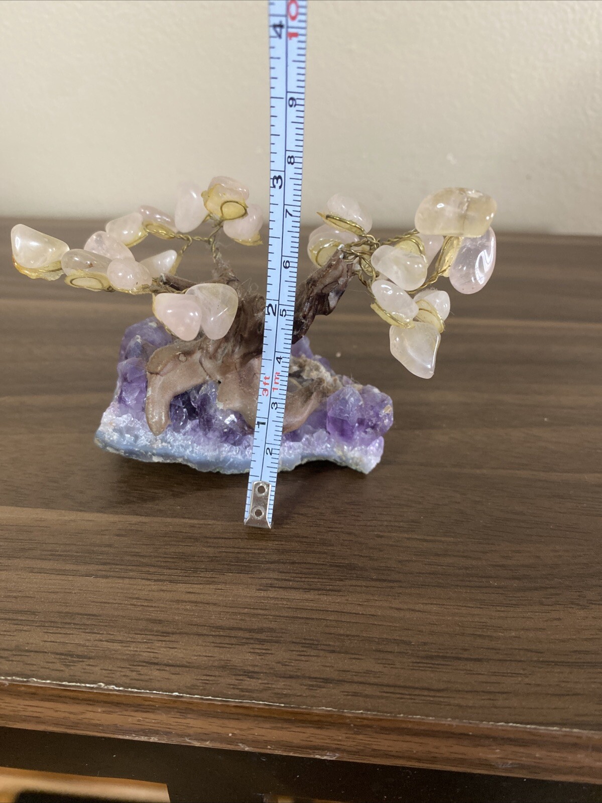 Natural Amethyst Healing Crystal Money Tree on Amethyst Cluster Geode Vintage