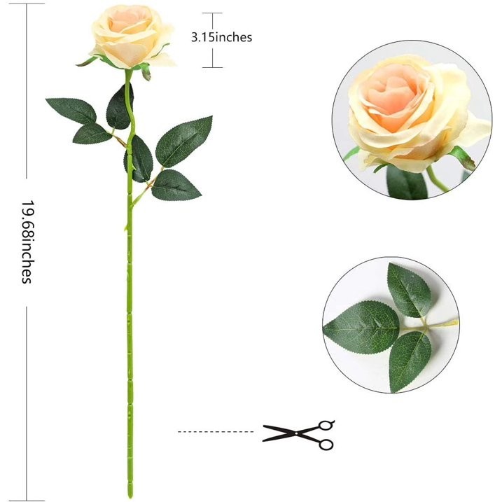 10Pcs Artificial Rose Silk Flowers Faux Bouquet Wedding Party Home Champagne