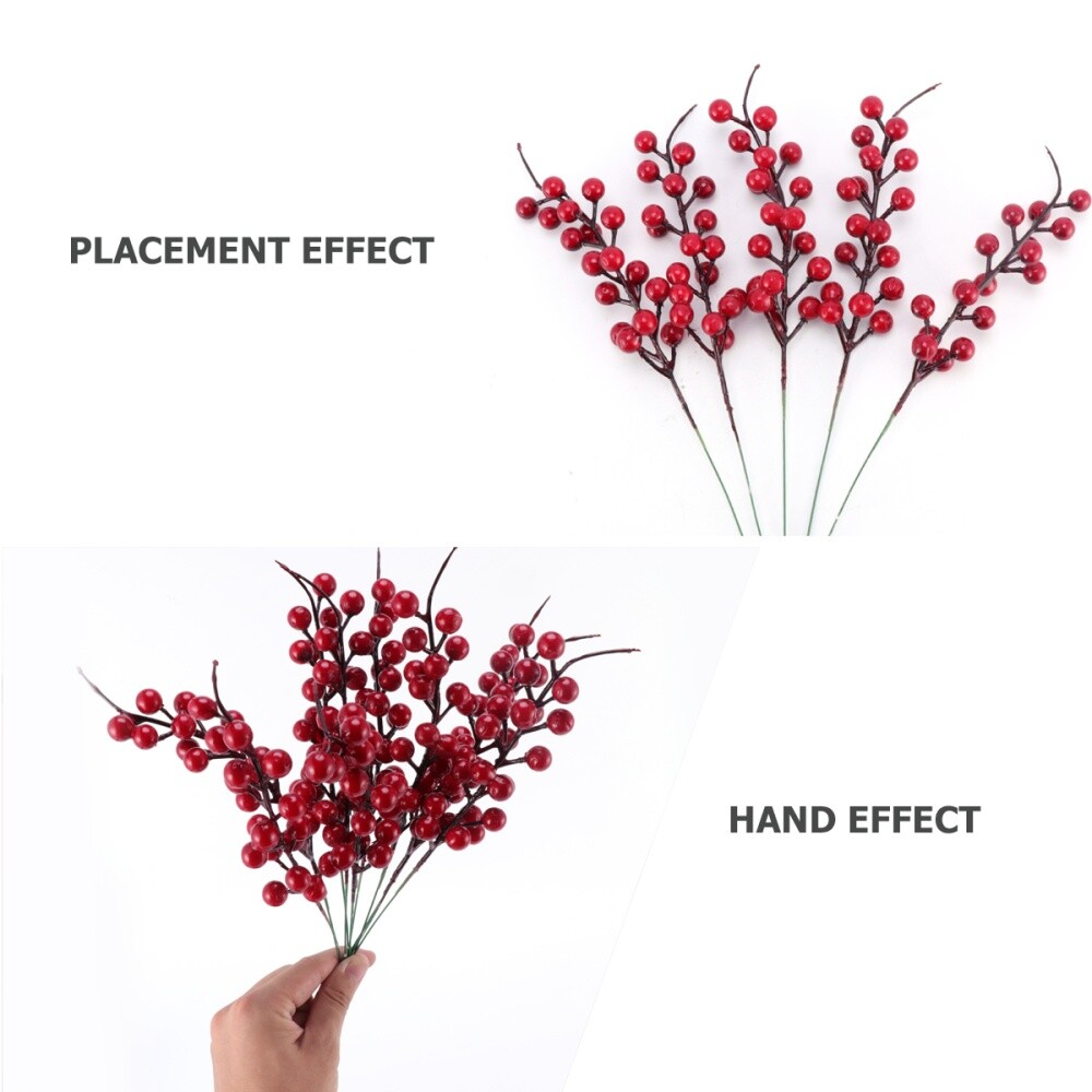 10 Pcs Red Berries Red Berry Picks Branch Flower Centers Wreath Floral Stems