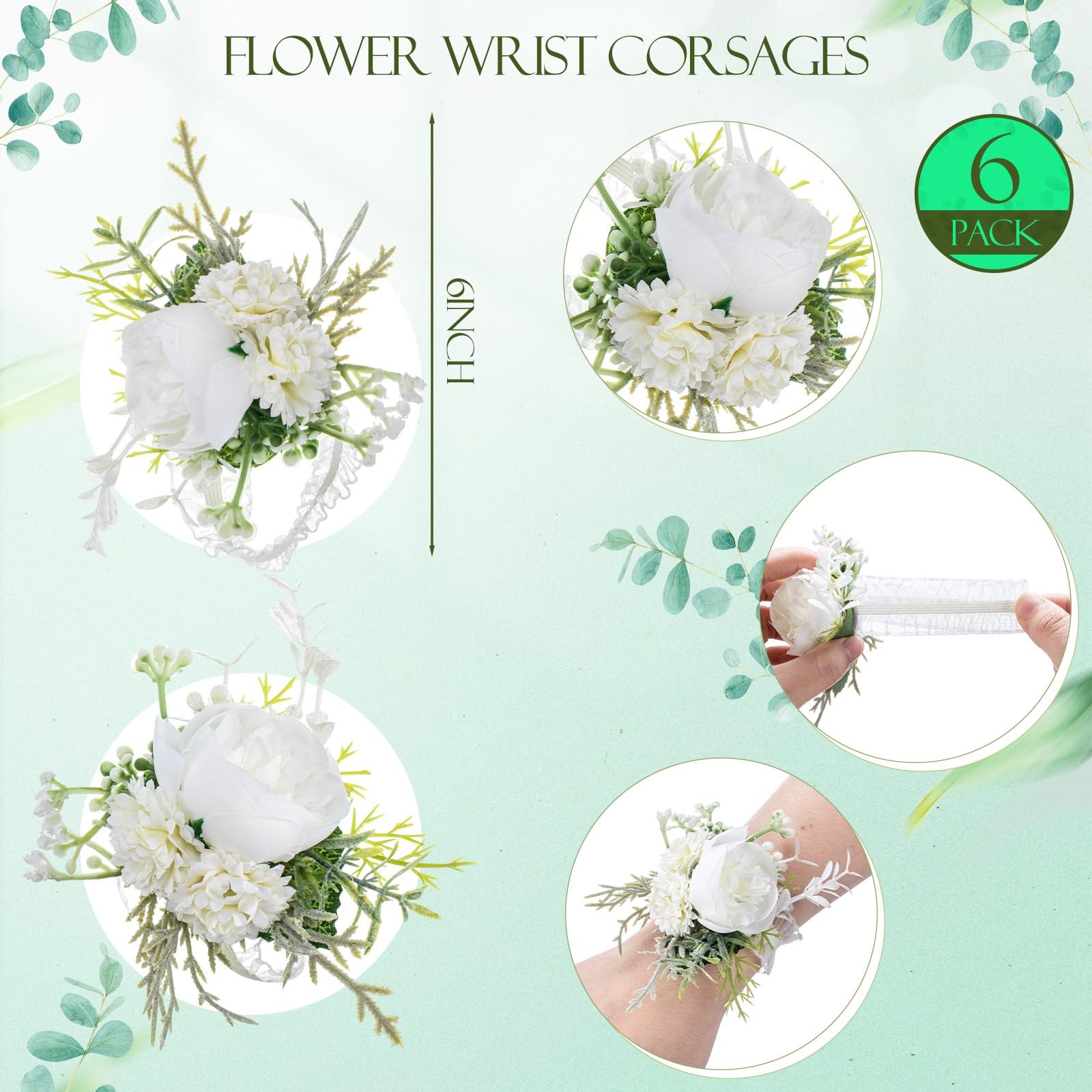 12 PCS Wedding Corsage And Boutonniere Set Retro White Artificial Rose
