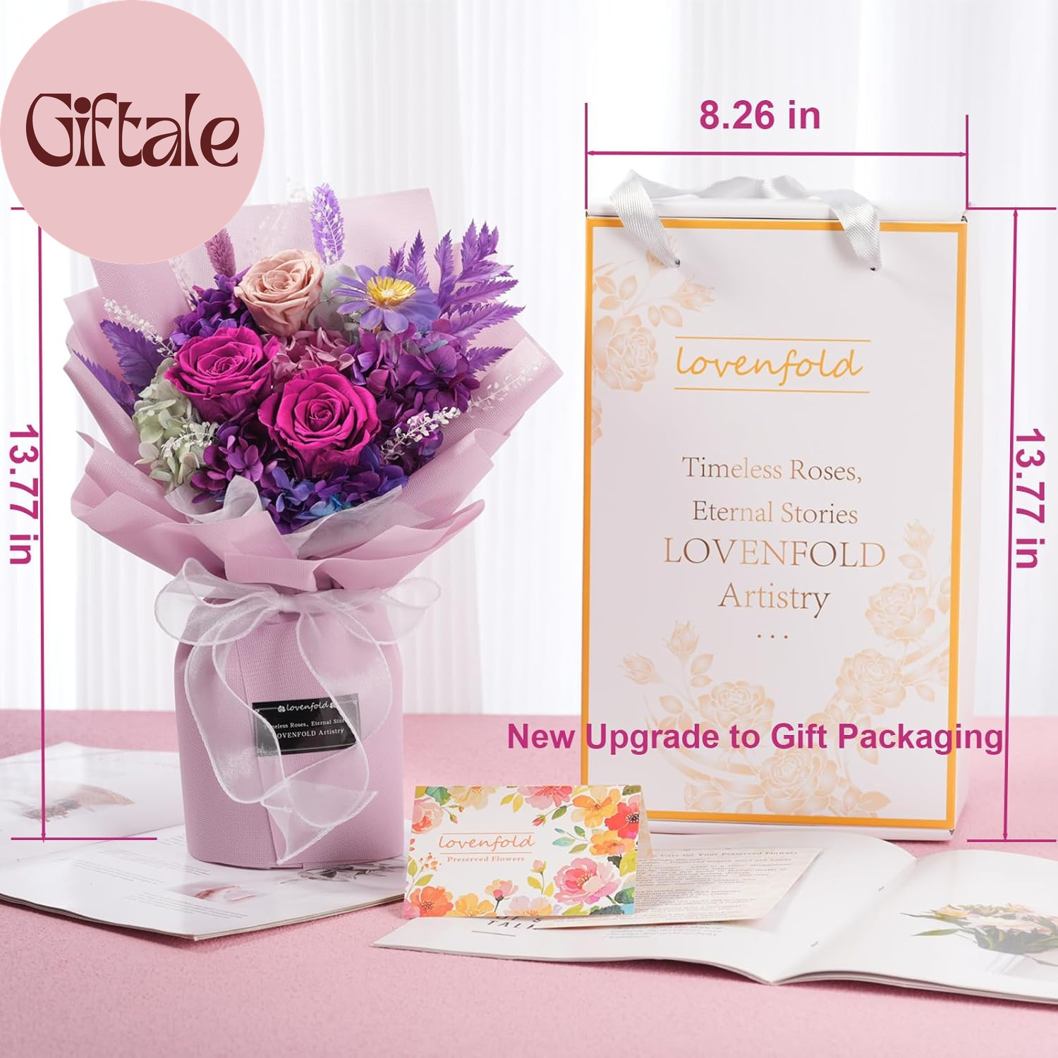 Preserved Flowers for Delivery, Purple Rose Bouquets That Last 1-3 Years, Birthd