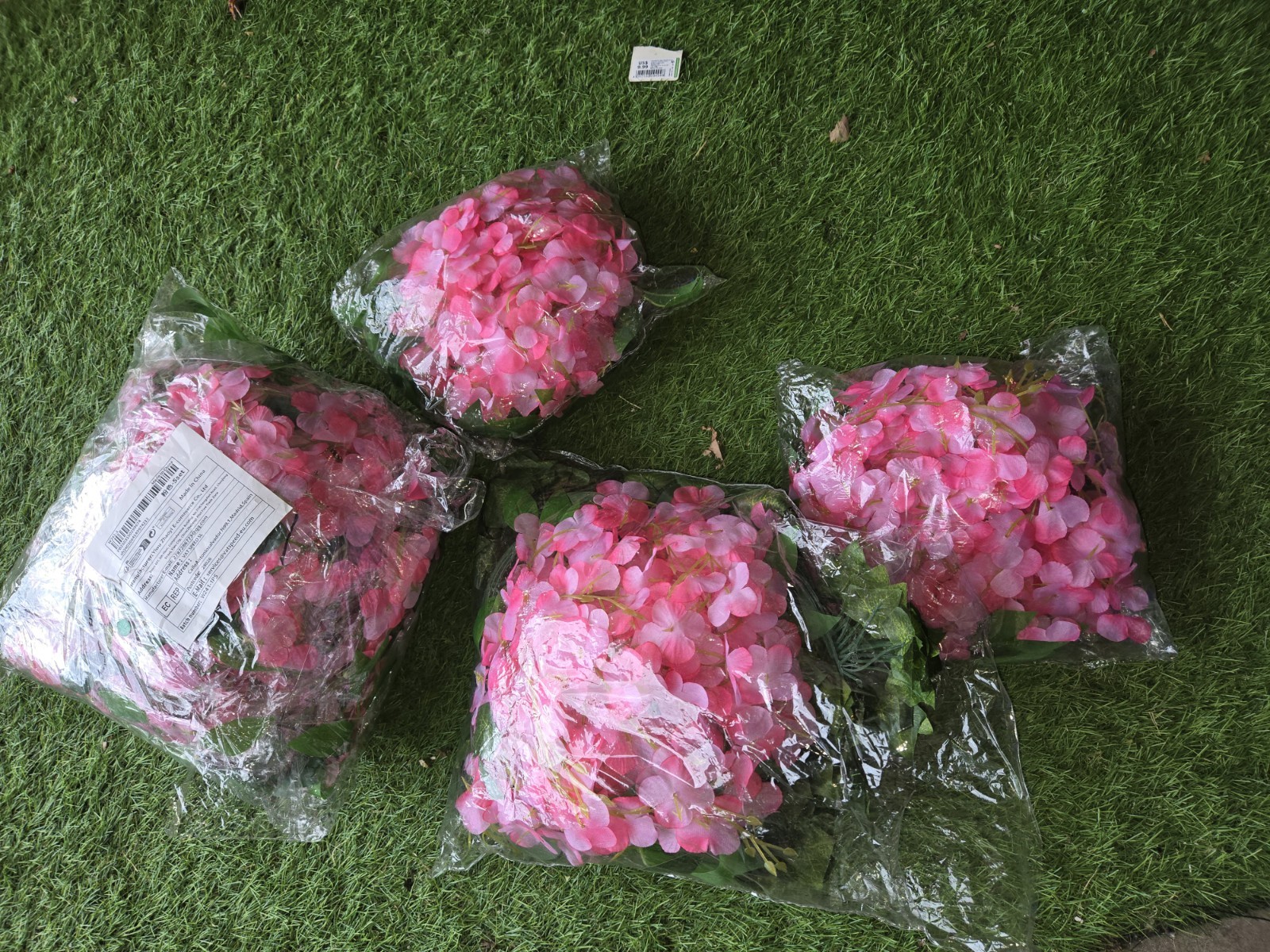 Lot of 4 Artificial Pink Hydrangea Bouquets Faux Floral Home Wedding Decor
