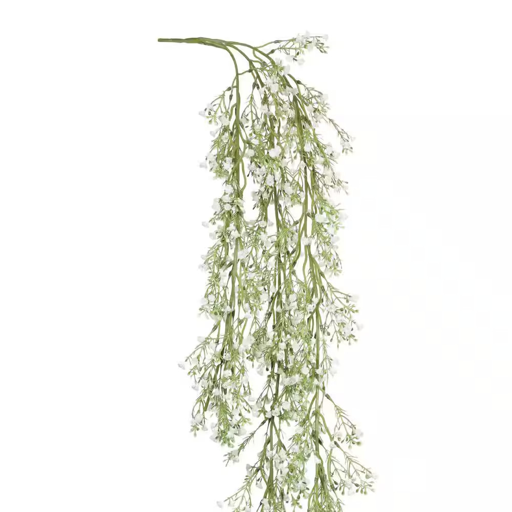 42 In. Deluxe White Artificial Baby’S Breath Gypsophila Flower Stem Hanging Spra