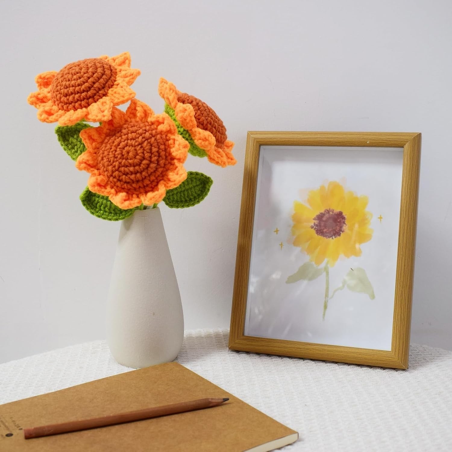 3pcs Crochet Sunflower,DIY Knitted Sunflower Bouquet,Handmade Yarn Plush Flow…