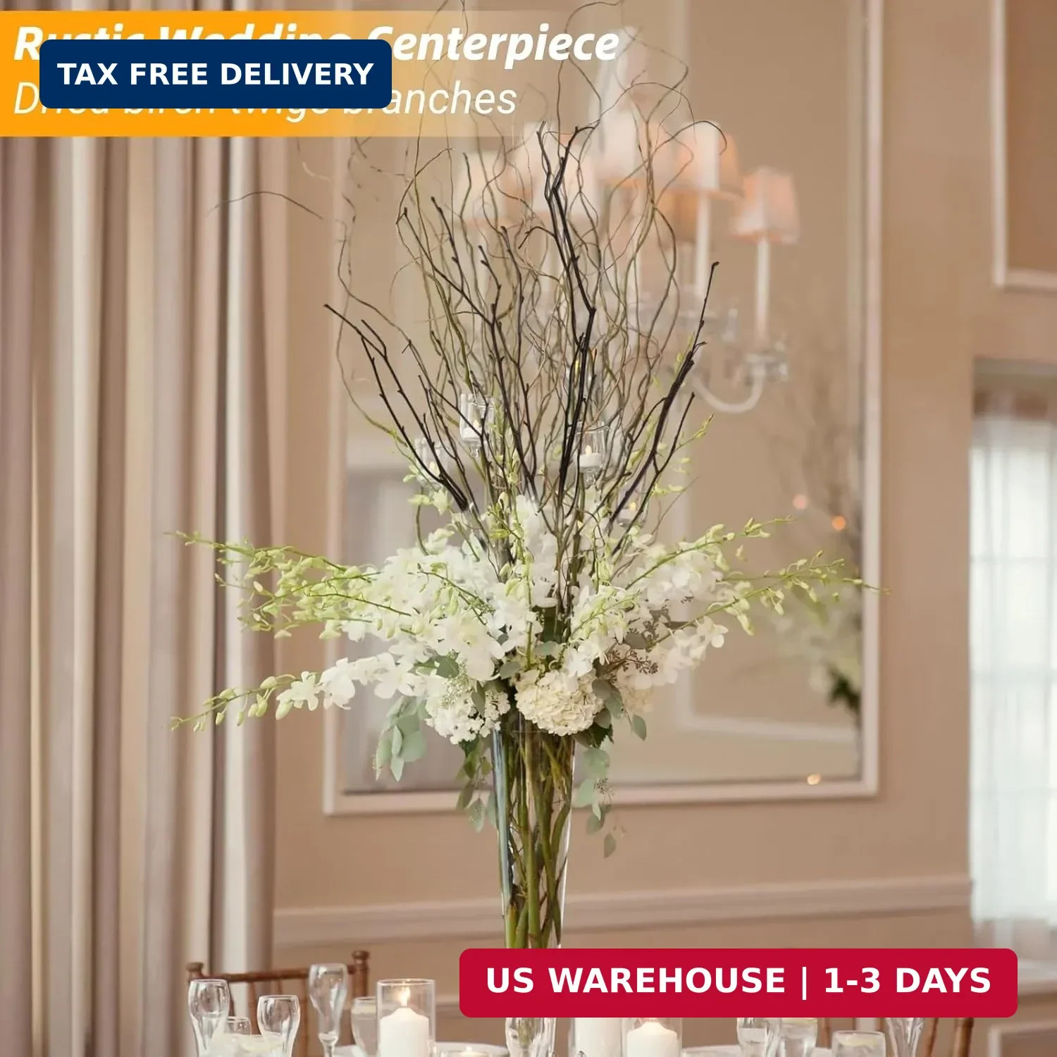 30Pcs Real Dried Birch Twigs – 16″ Decorative 100% Natural Birch Branches for Ea