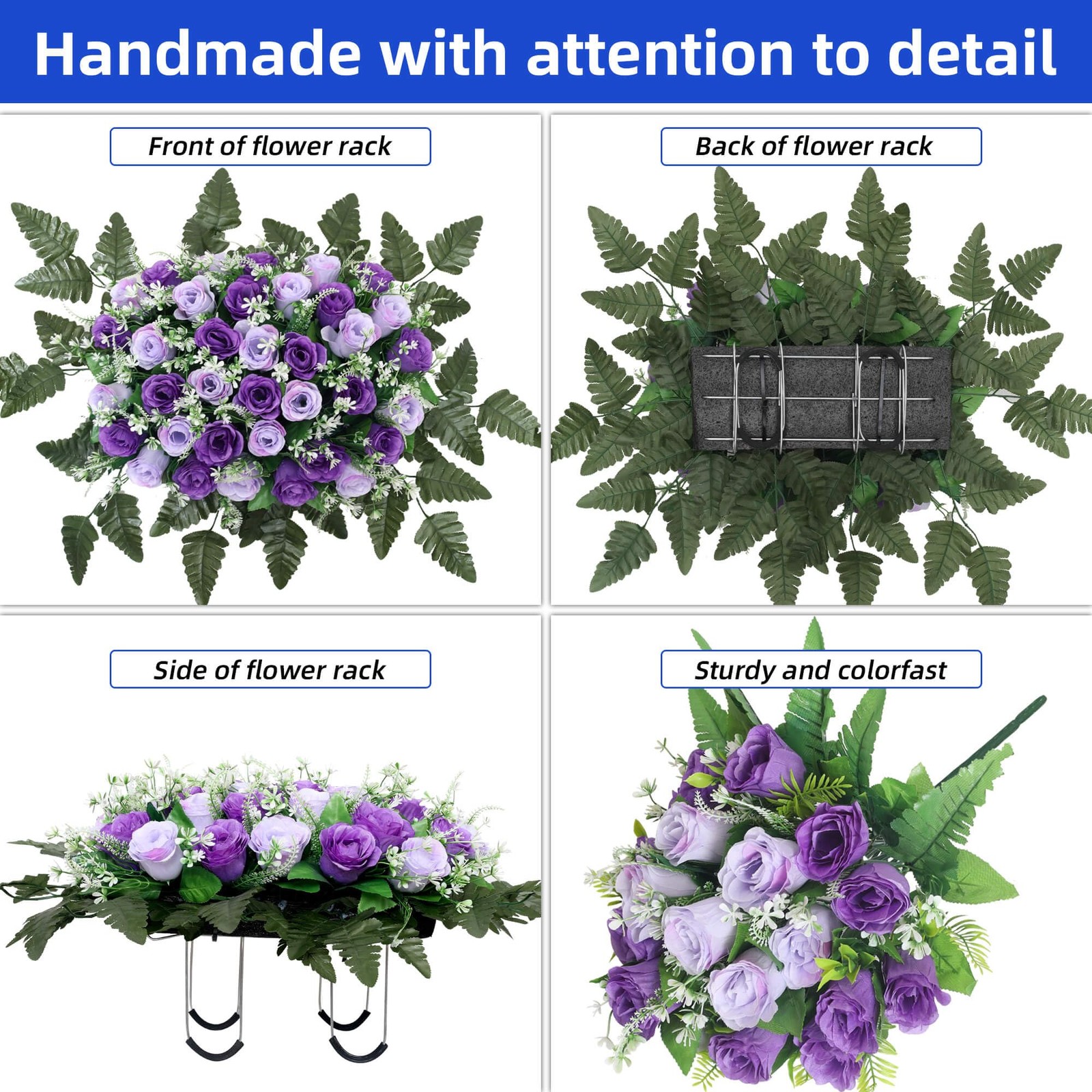 3 Sets Cemetery Flowers for Grave,Headstone Flower Saddle,Grave Memorial Flow…
