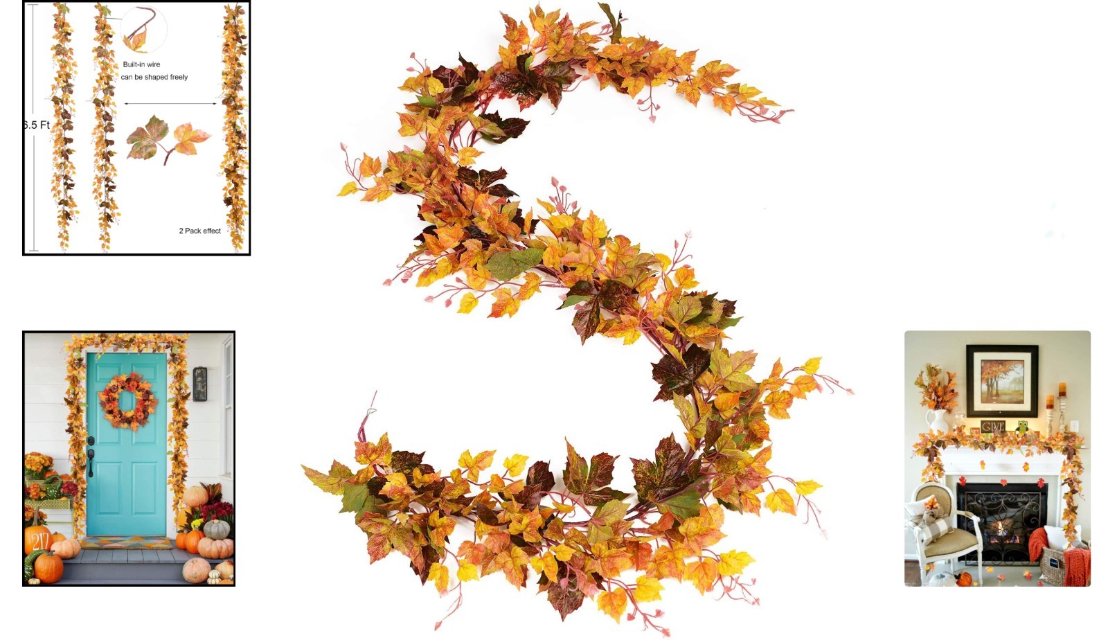 Vibrant 6.5ft Maple Leaf Vine Garland – Perfect for Fall Celebrations