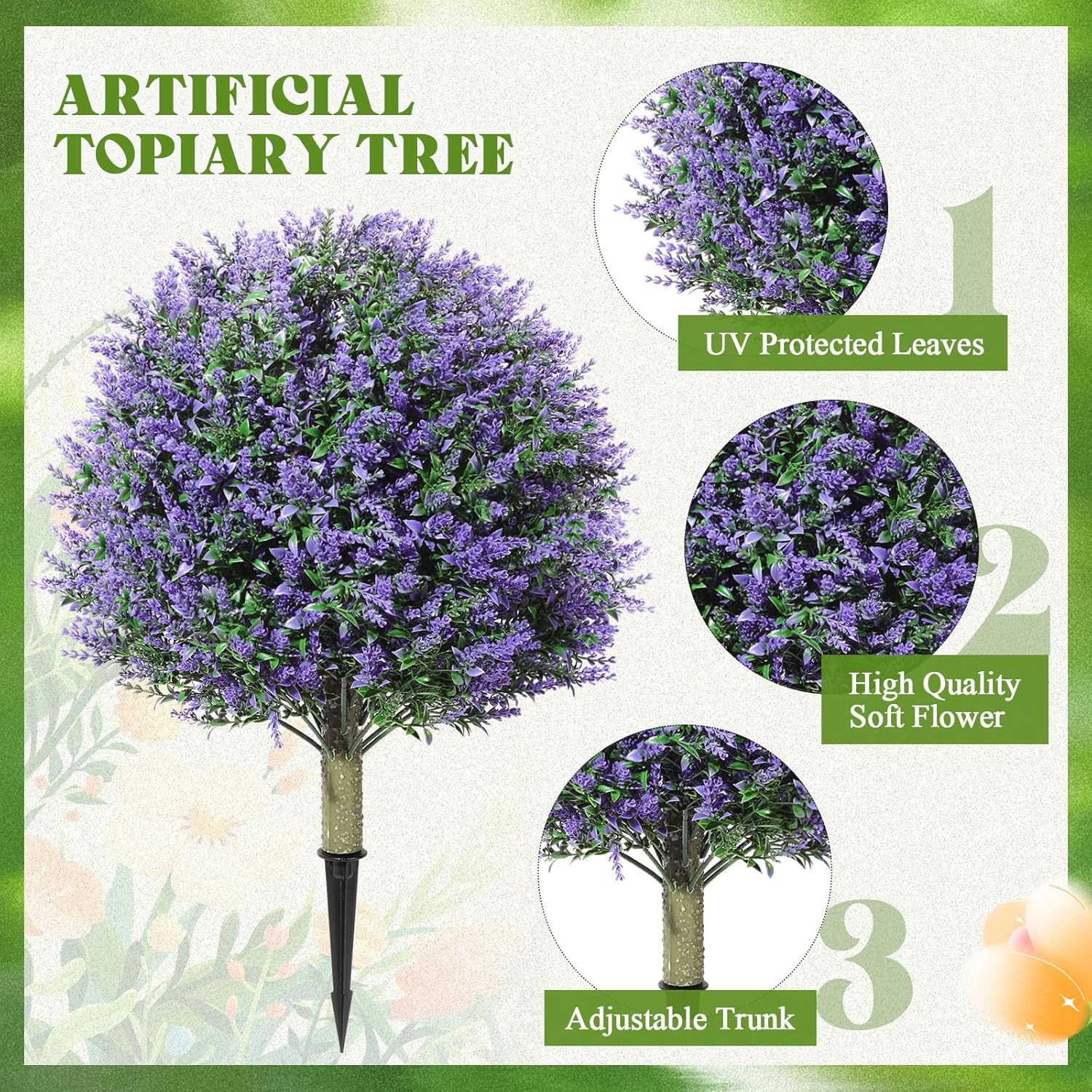 24″ UV Resistant Artificial Topiary Ball Plants with Flowers – 2 Pack