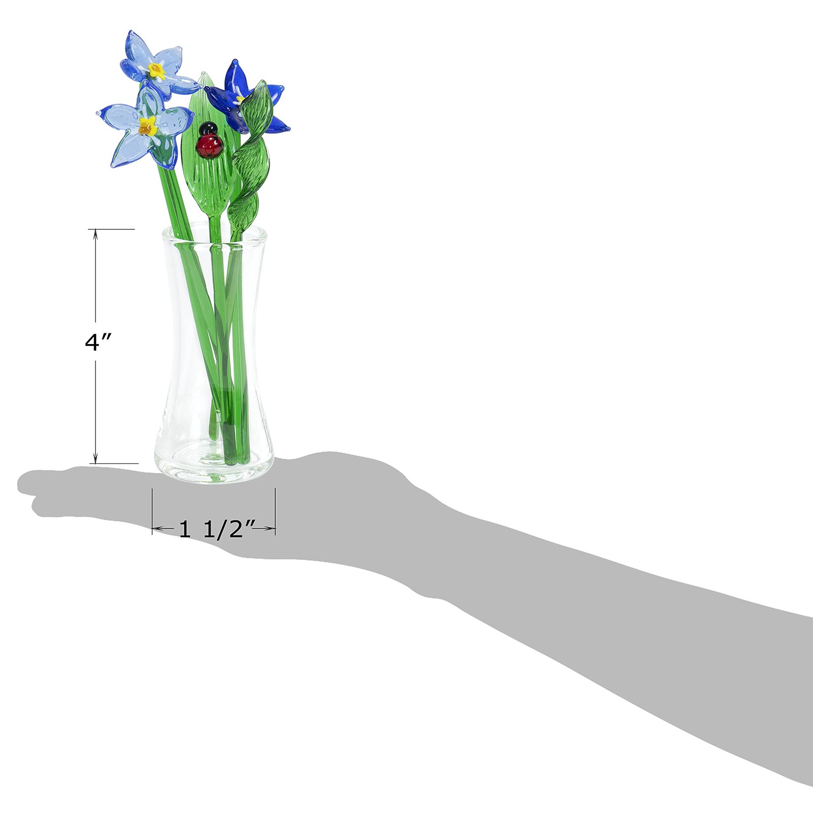 Decorative Glass Lovely Flower Bouquet with Vase, Gift Boxed – Yellow Daffodils