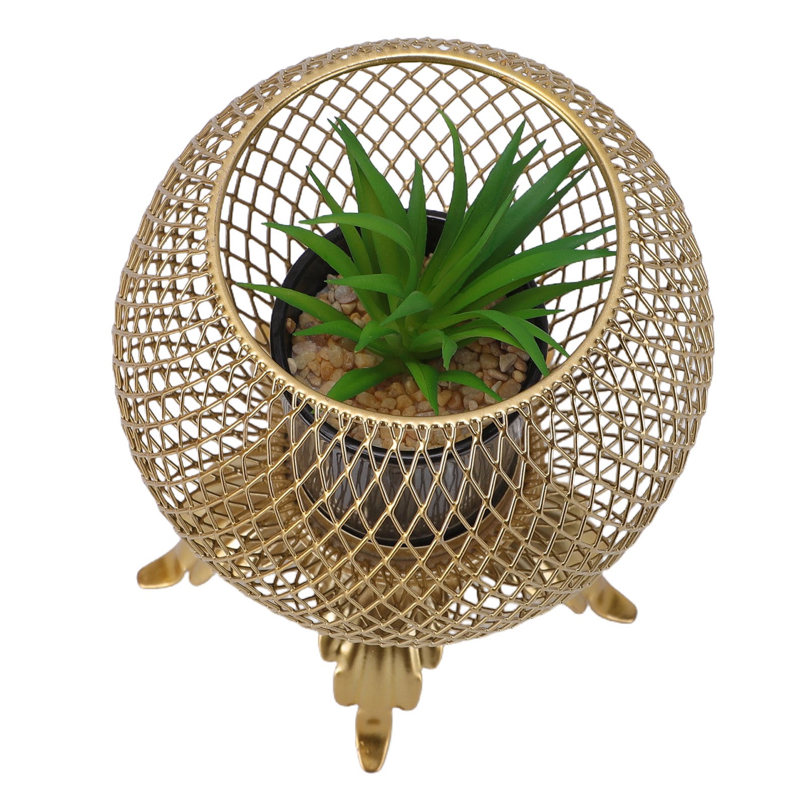 2-Decorative Fake Plant With Metal Cage Indoor Home Entryway Decor