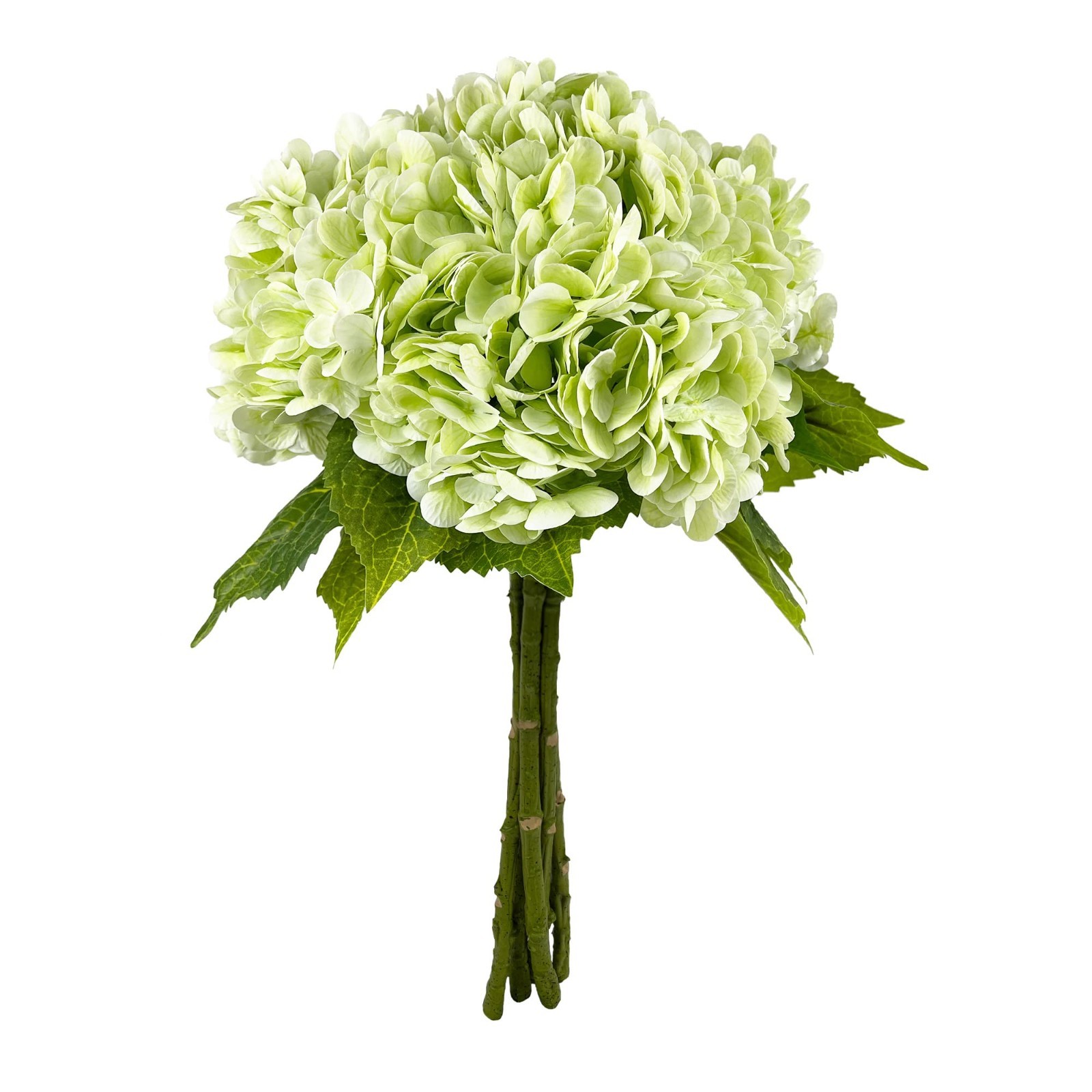21In Light Green Artificial Hydrangea Flowers – 5 Pcs Real Touch Latex for DIY D