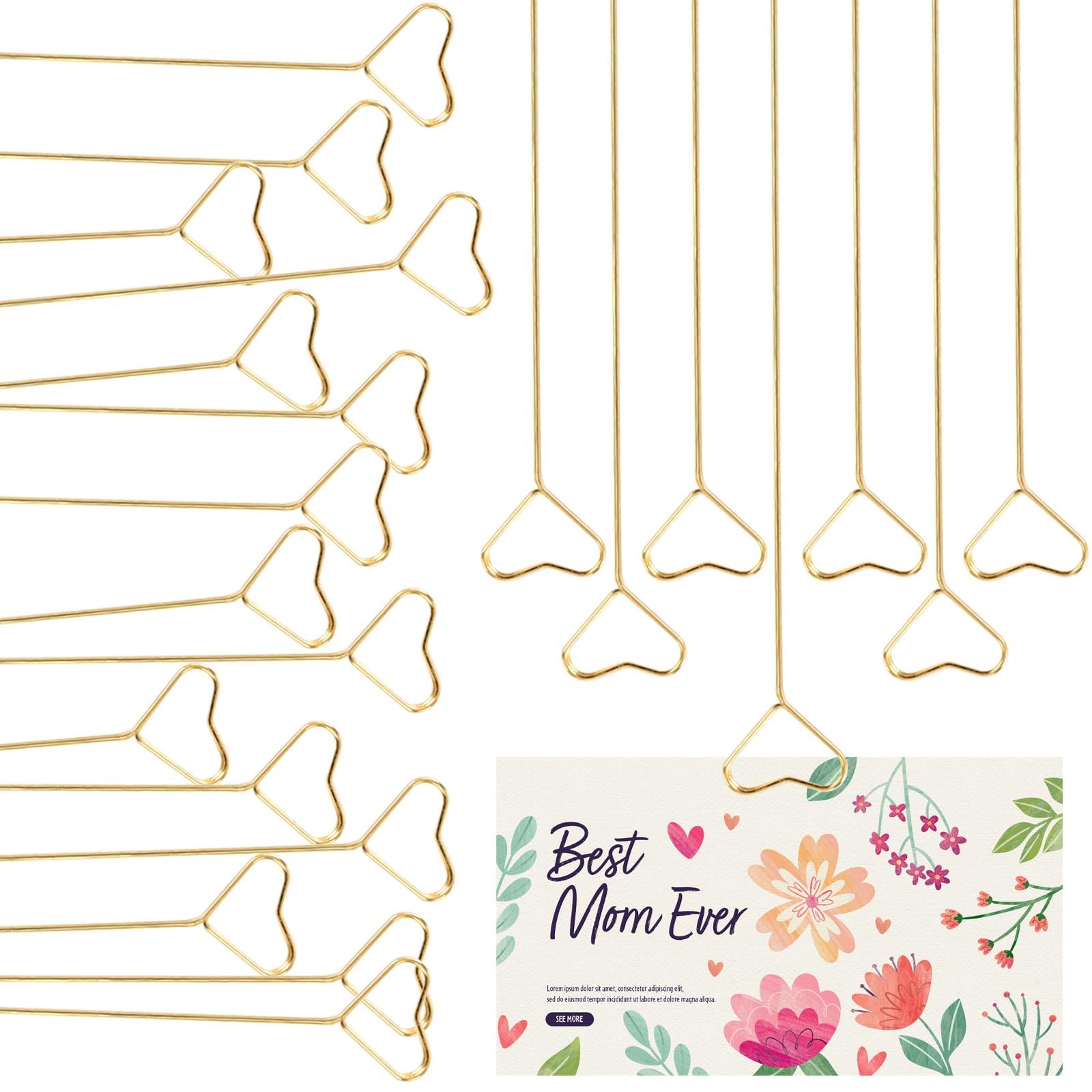 40 Pcs Floral Card Holder Picks, Heart Picture Holders, Photo Holder Pick Sti…