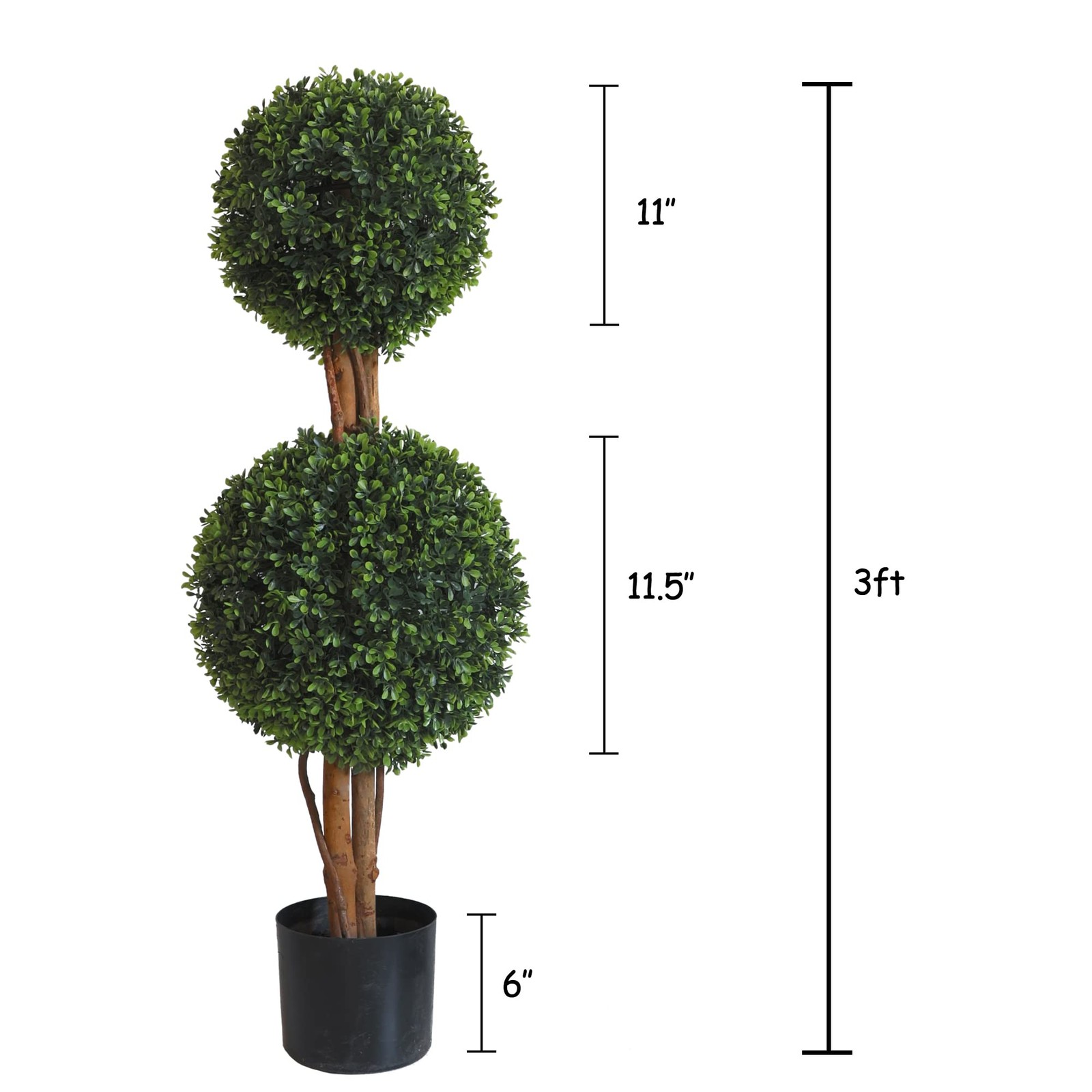 Lifelike Indoor&Outdoor use 3Ft Boxwood Double Topiary Trees Faux Topiary Tre…