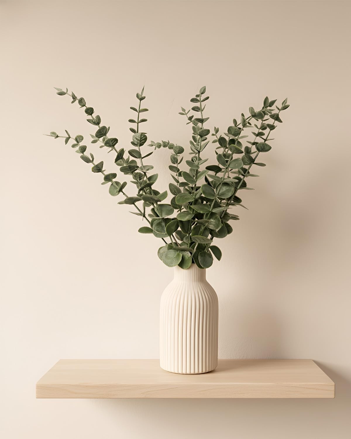 Faux Eucalyptus Stems in Ceramic Vase for Bathroom Counter Decor Artificial E…