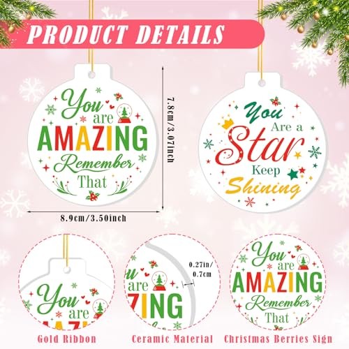 10pcs Employee Christmas Thank You Ornament for Coworkers, Acrylic Christmas