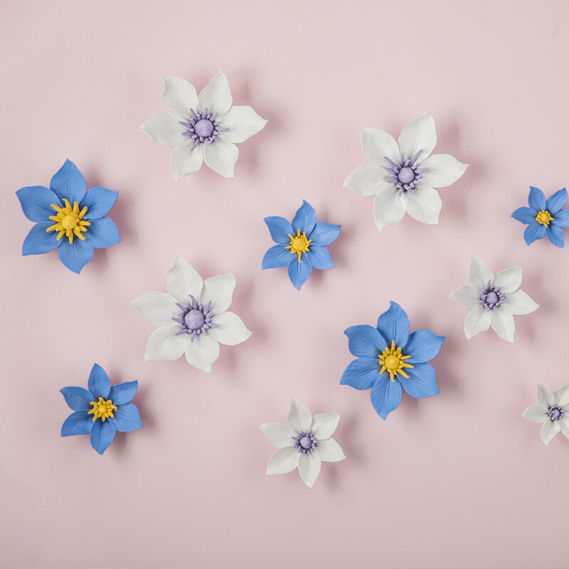 Porcelain Ceramic Flowers 3D Clematis Wall Decor Hangings Study Living Room