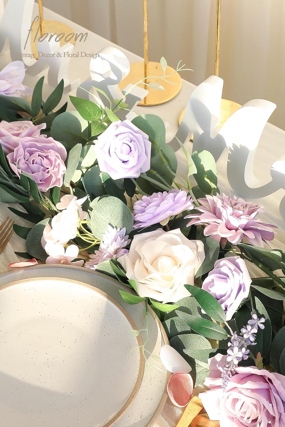Lavender Violet Lilac Artificial Flowers Fake Roses Peonies Dahlias Greenery