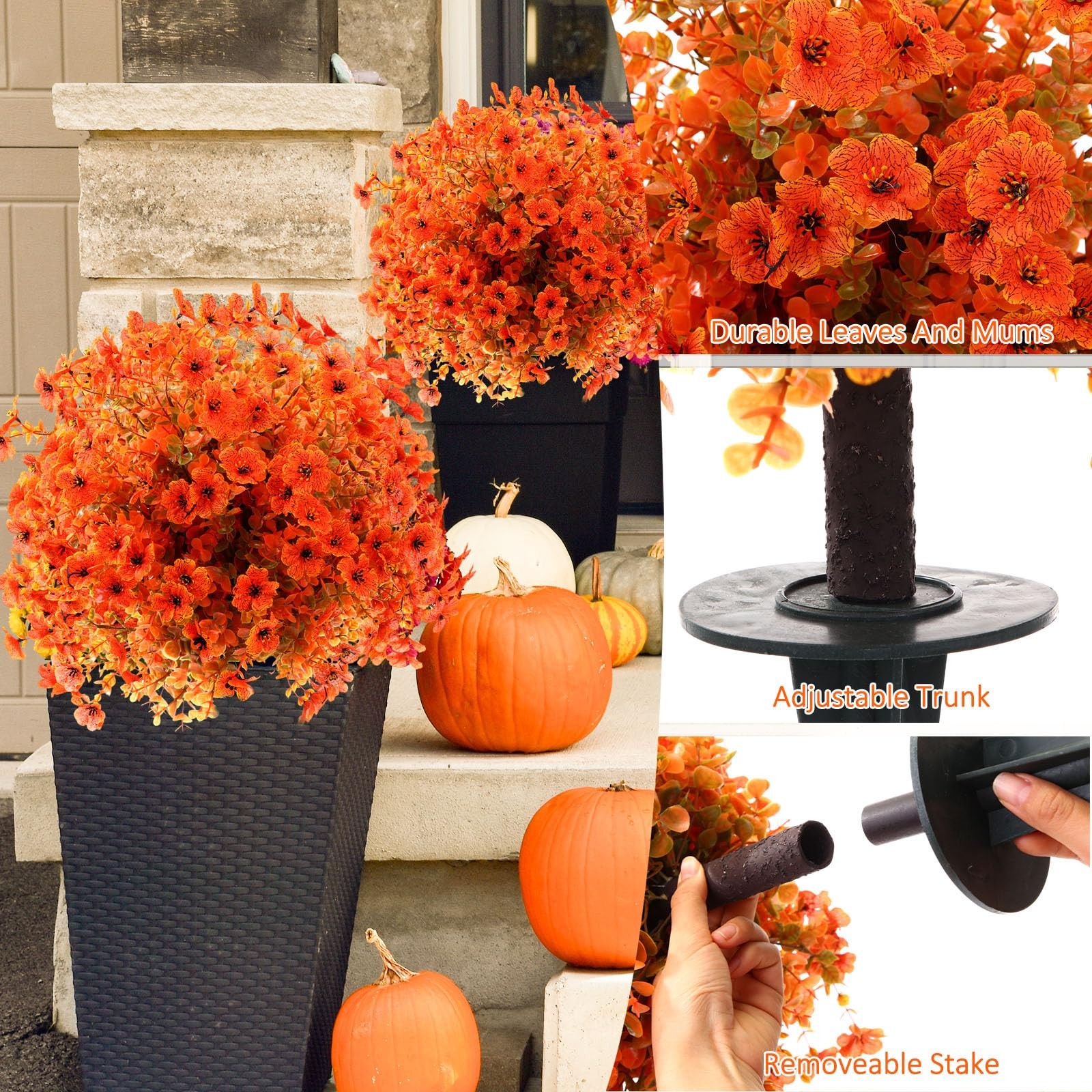 Maysing 2 Packs 24 Inch Spring Artificial Mums Topiary Ball Trees Faux Spring…