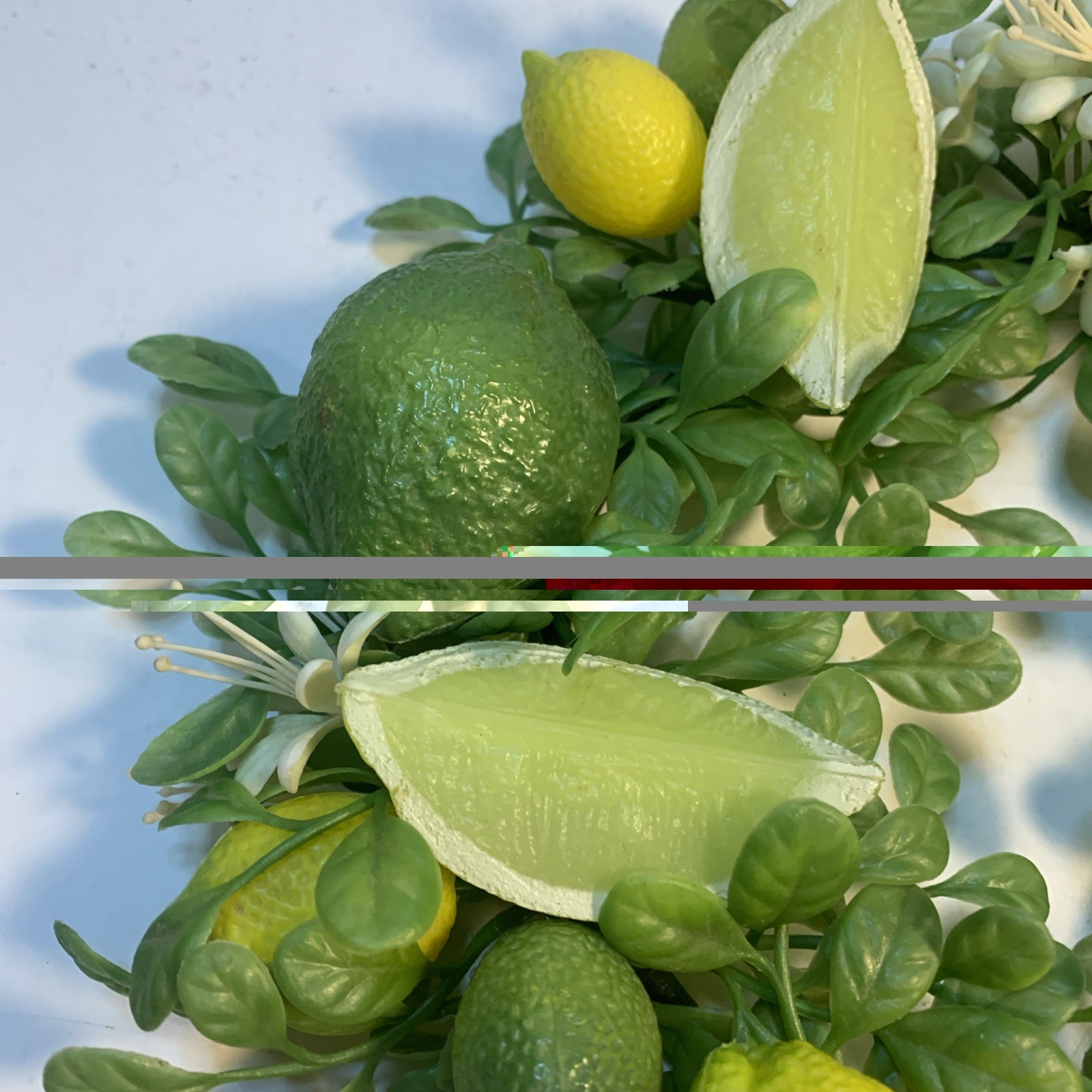 Vintage Plastic Lemon & Lime Candle Vase Ring fits up to 5 3/4″