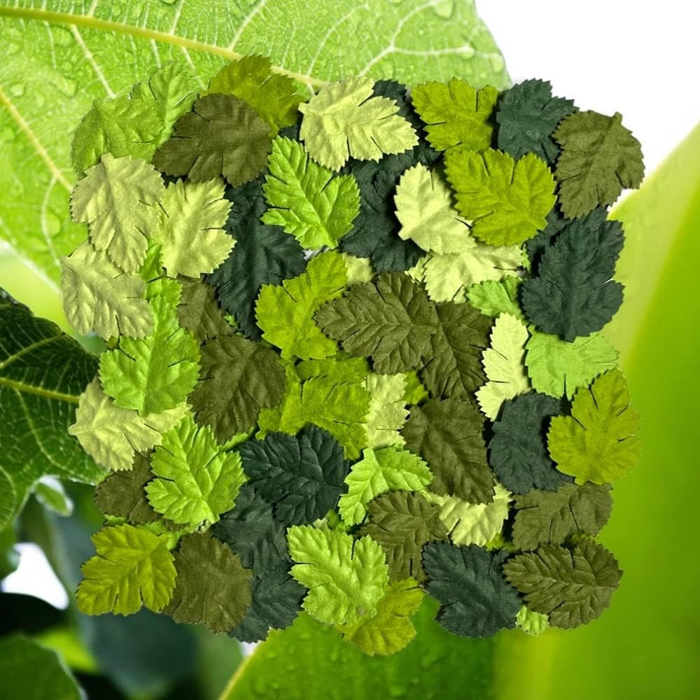 100PCS Mulberry Paper Fern Leaves, Artificial Green Paper Leaves for DIY Crafts,