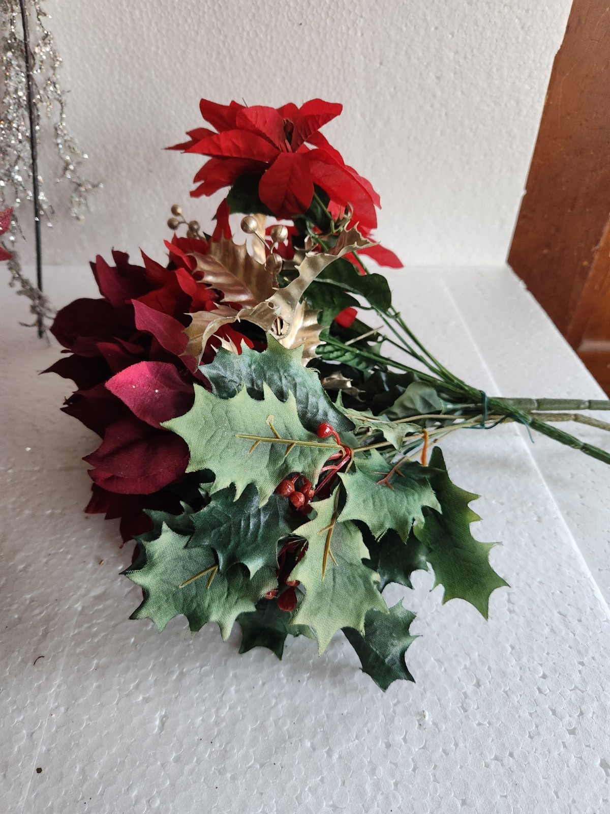 Artificial Christmas Flowers & Bouquets • Poinsettia, Mistletoe Autumn Leaves
