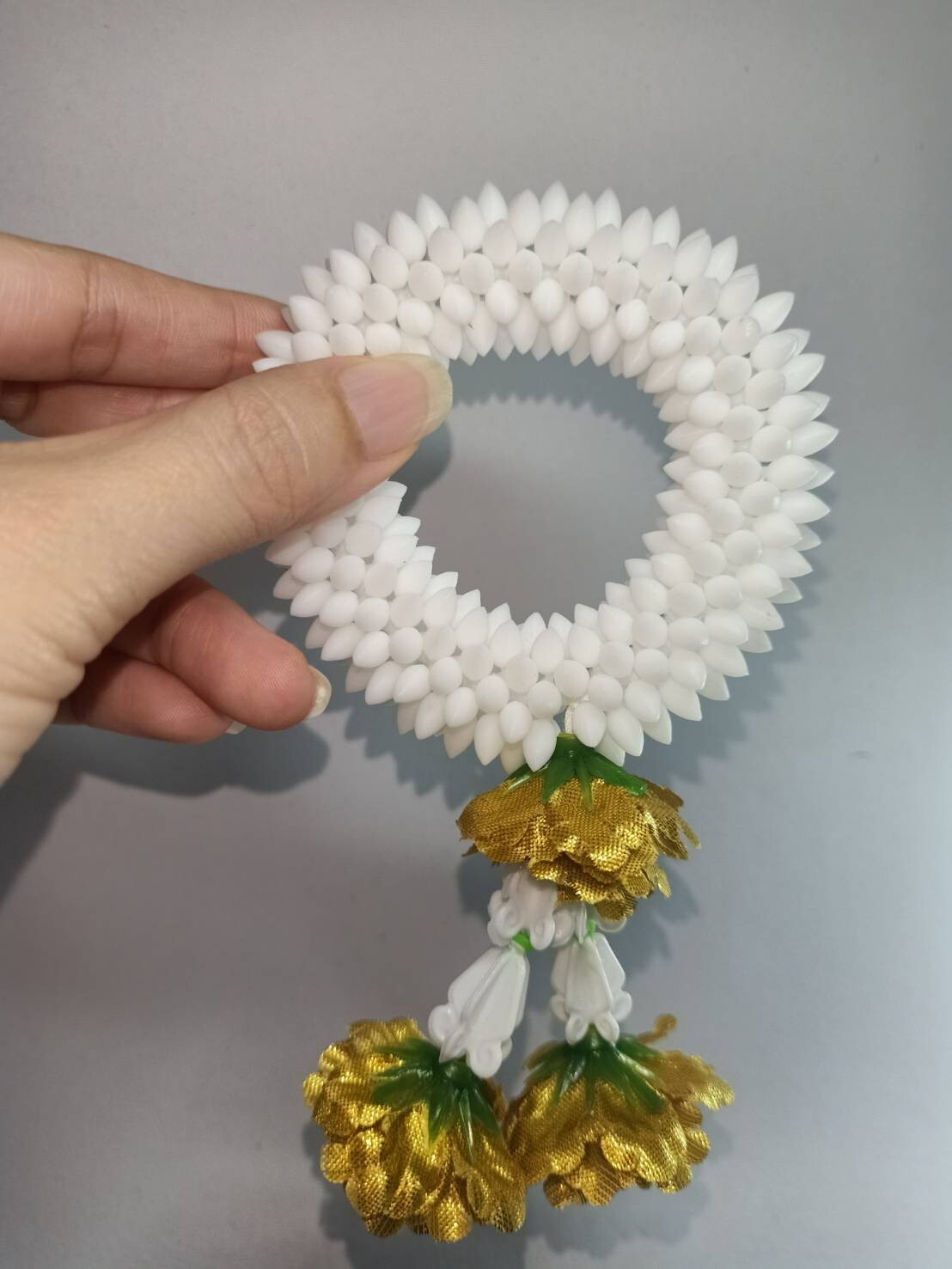 Pair Gold Silver Flower Fabric Plastic Garland Round Malai Jasmine Artificial mi