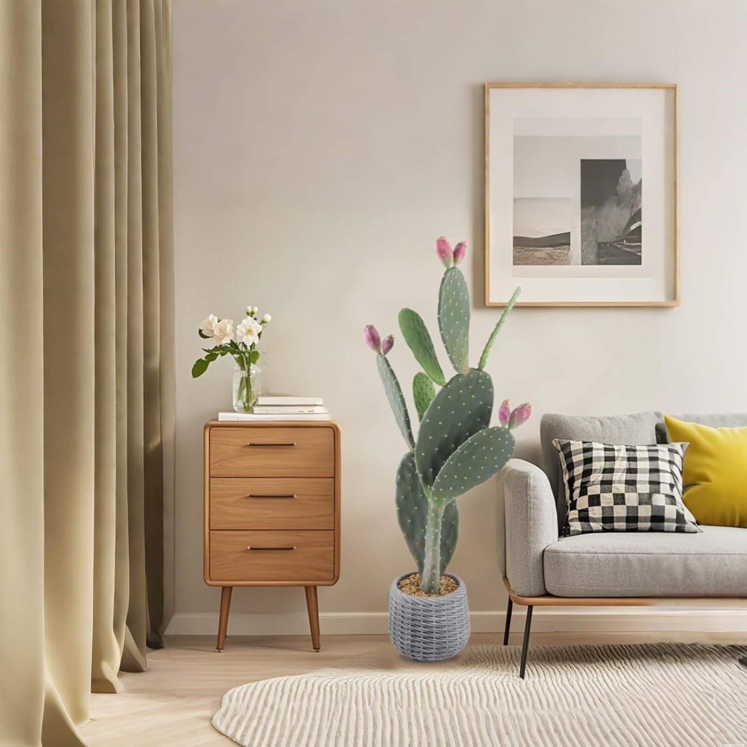 Artificial Cactus Potted Plant 42″ Fake Big Cactus Faux Desert Cacti Saguaro