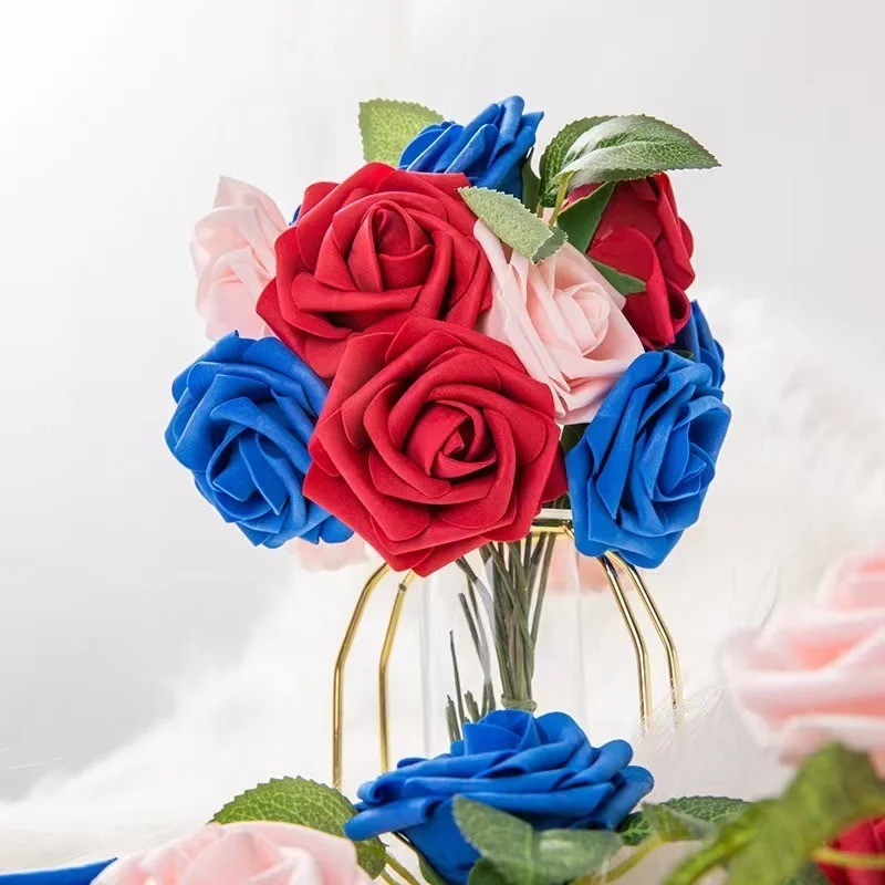 25Pcs Artificial Flowers Fake Flowers Roses Stem for DIY Wedding Bouquets Party