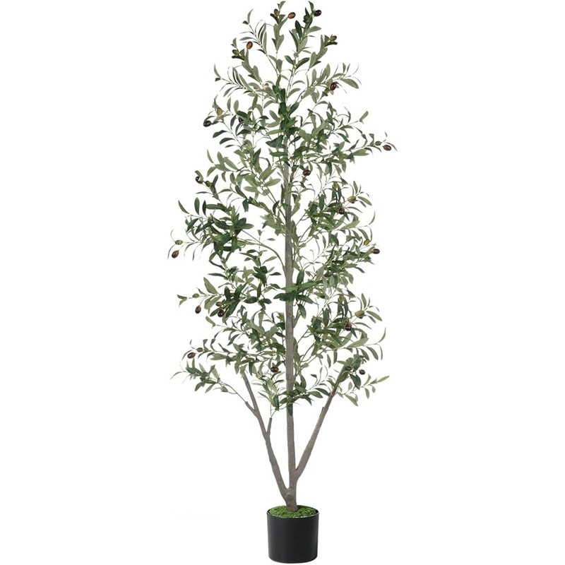 Lifelike Artificial Olive Tree Indoor Planter W/ Moss LED Lights Low Maintenance
